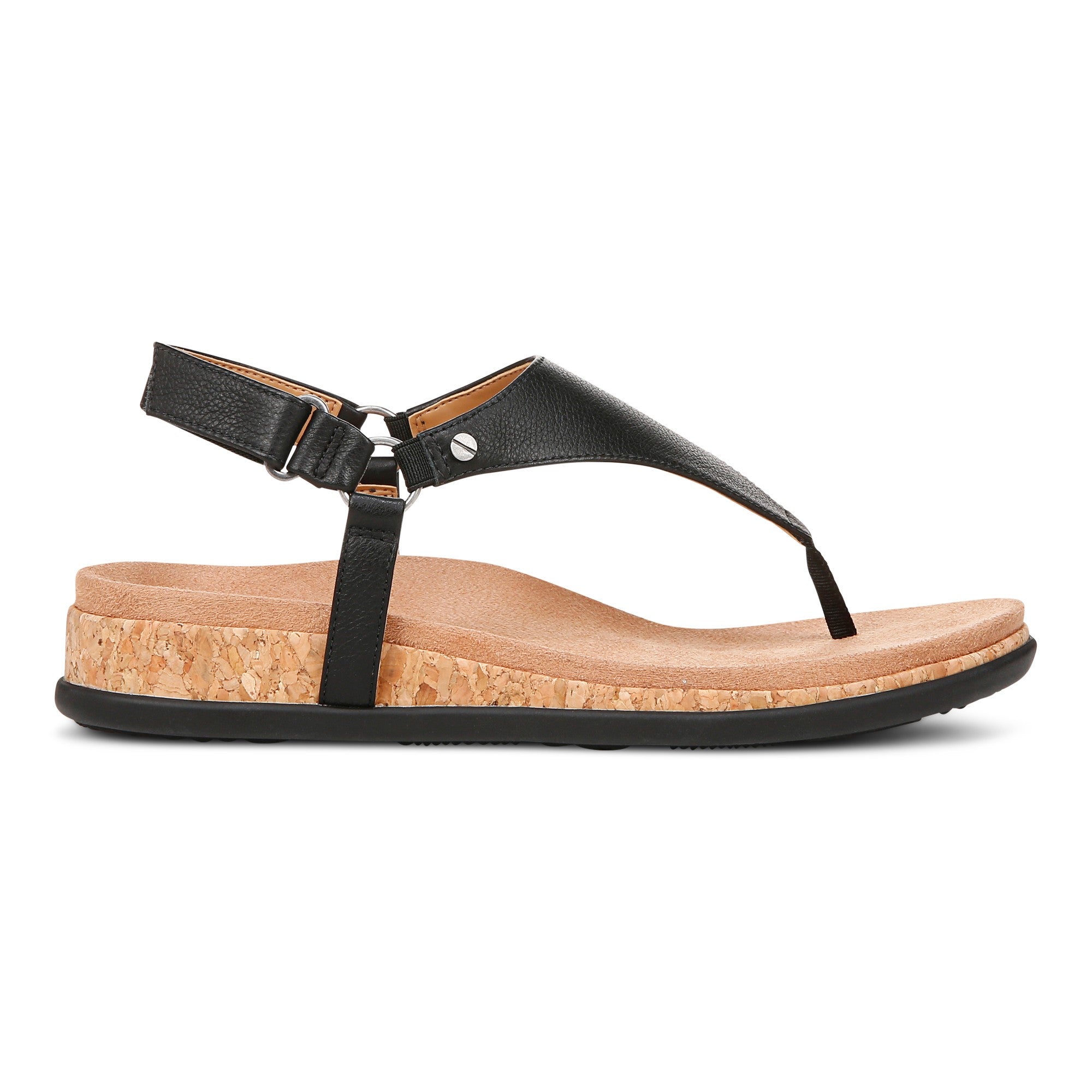 Vionic Kirra II Women's Toe Post Sling Back Arch Supportive Sandal - Black - Right side