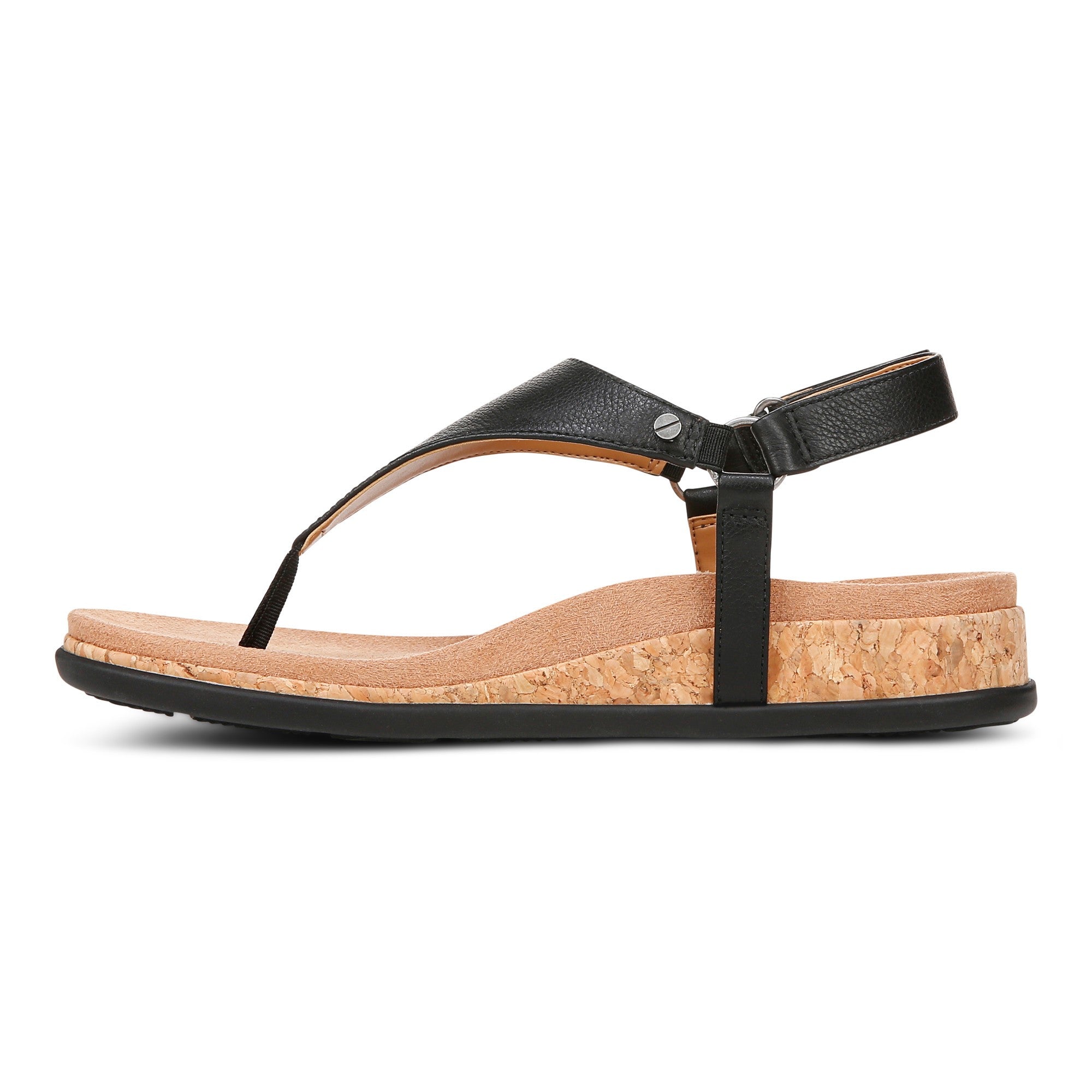 Vionic Kirra II Women's Toe Post Sling Back Arch Supportive Sandal - Black - Left Side