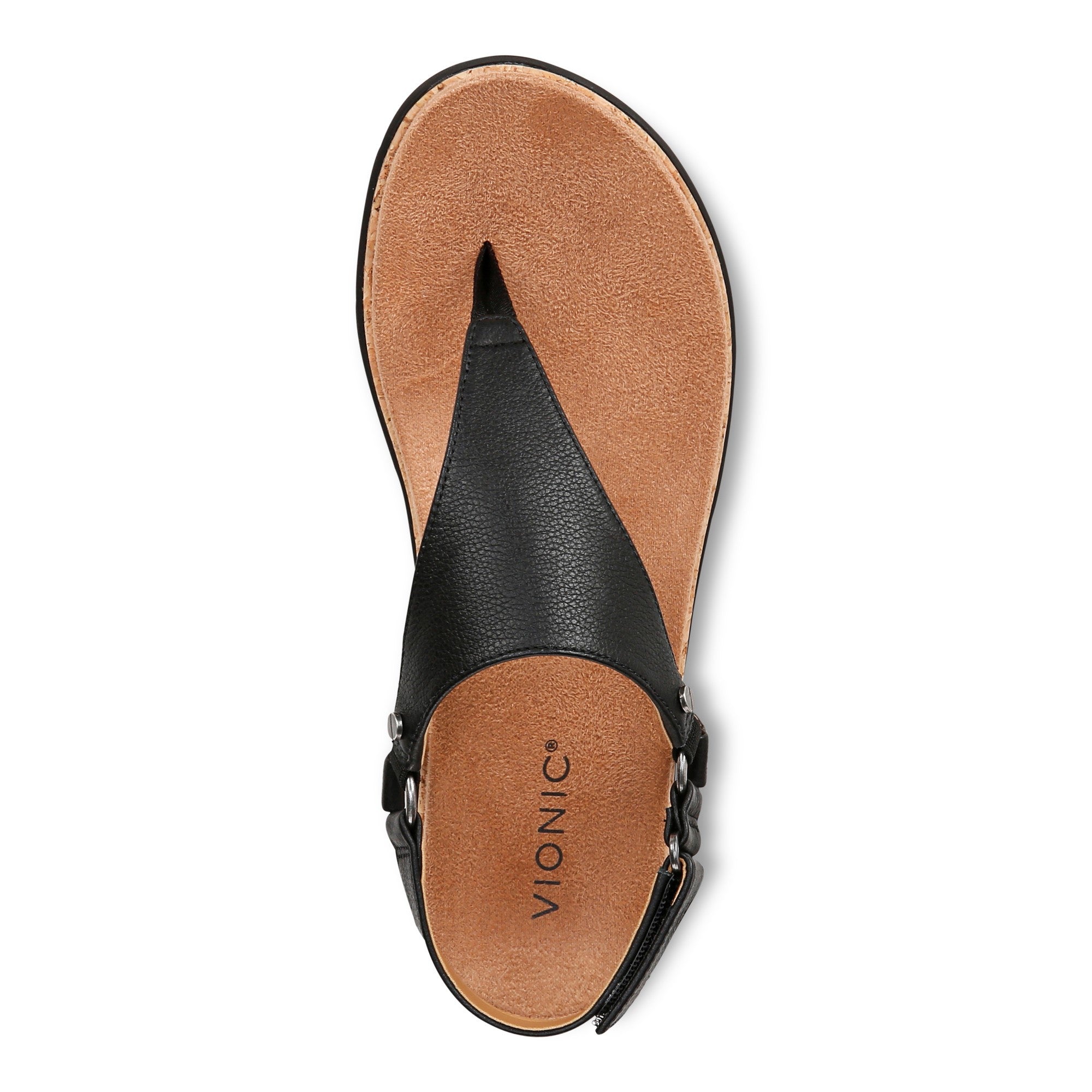 Vionic Kirra II Women's Toe Post Sling Back Arch Supportive Sandal - Black - Top