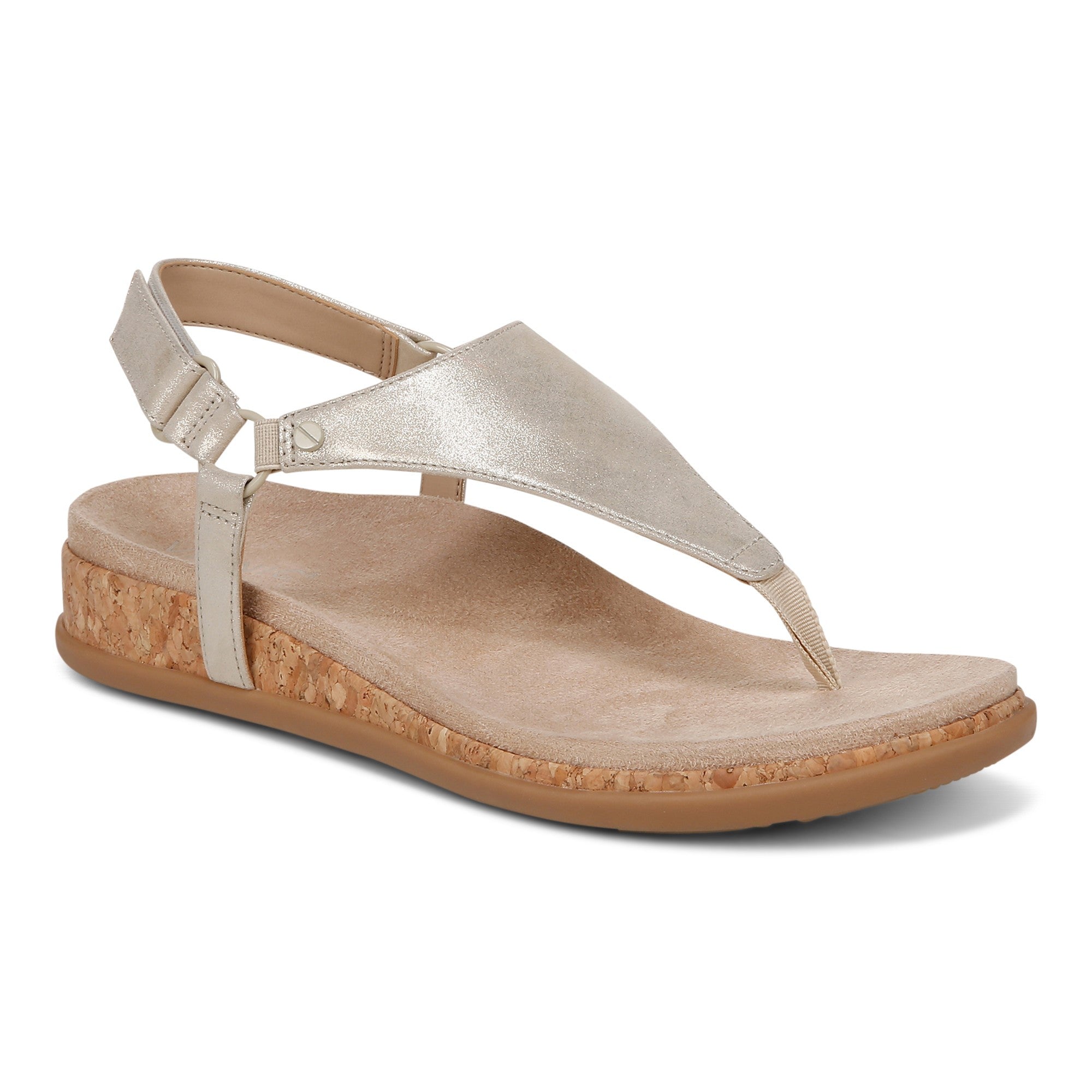 Vionic Kirra II Women's Toe Post Sling Back Arch Supportive Sandal - Gold - Angle main