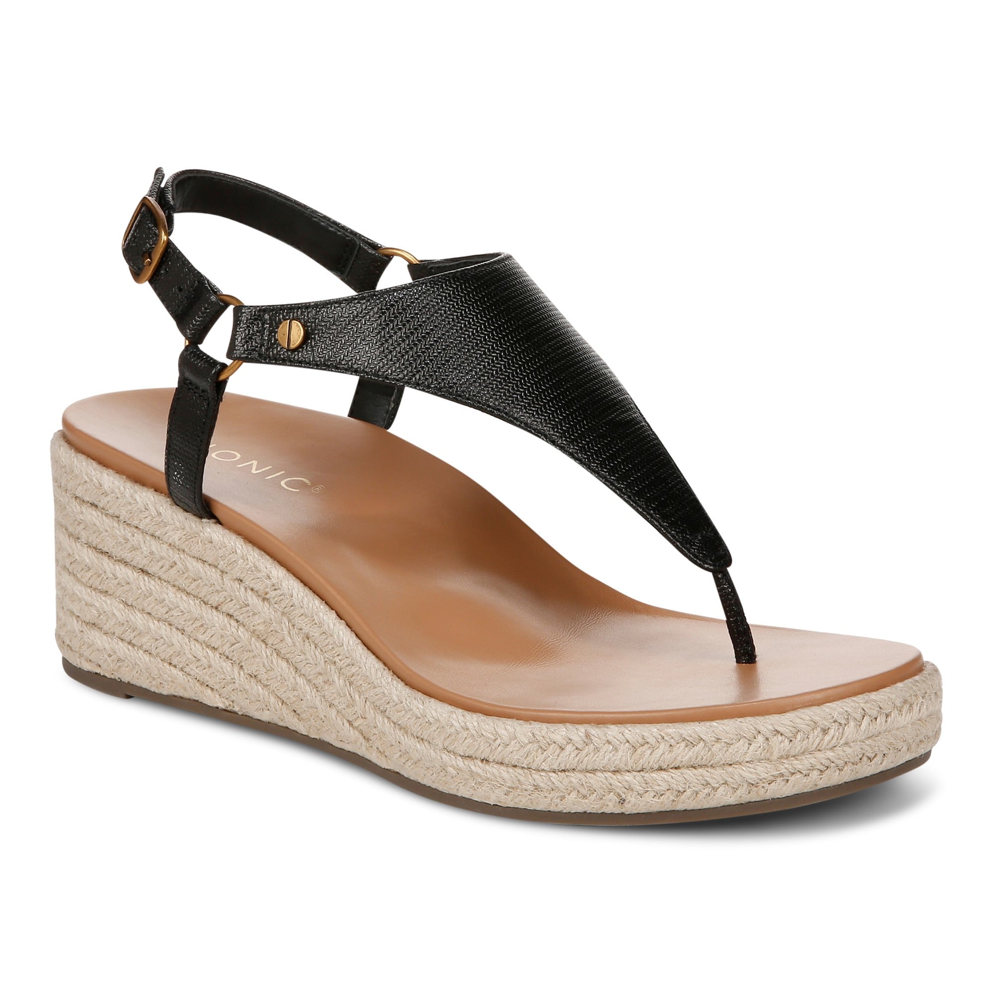 Vionic Kirra Wedge Women's Supportive Sandal in Black