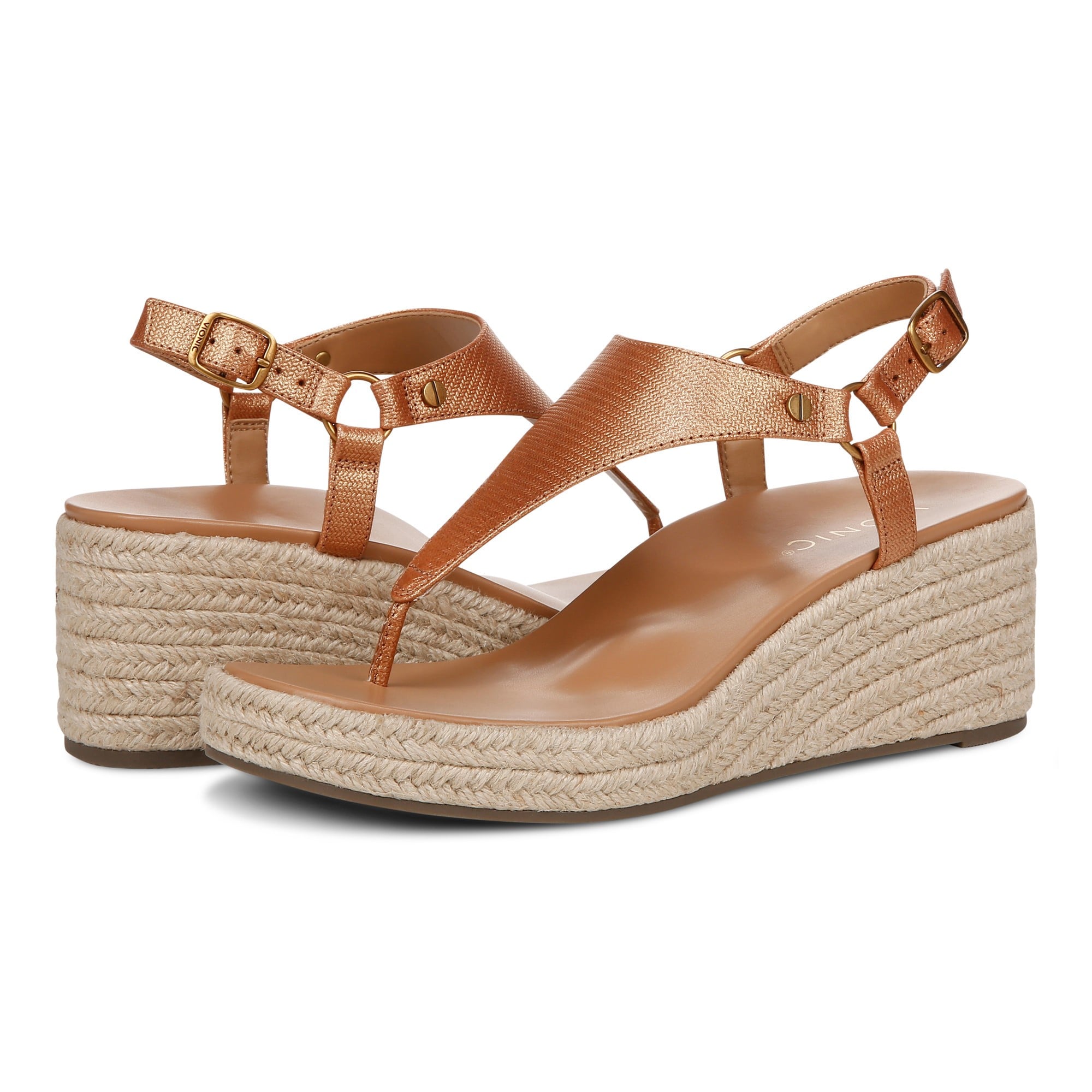 Vionic Kirra Wedge Women's Supportive Sandal - Argan Brown - pair left angle