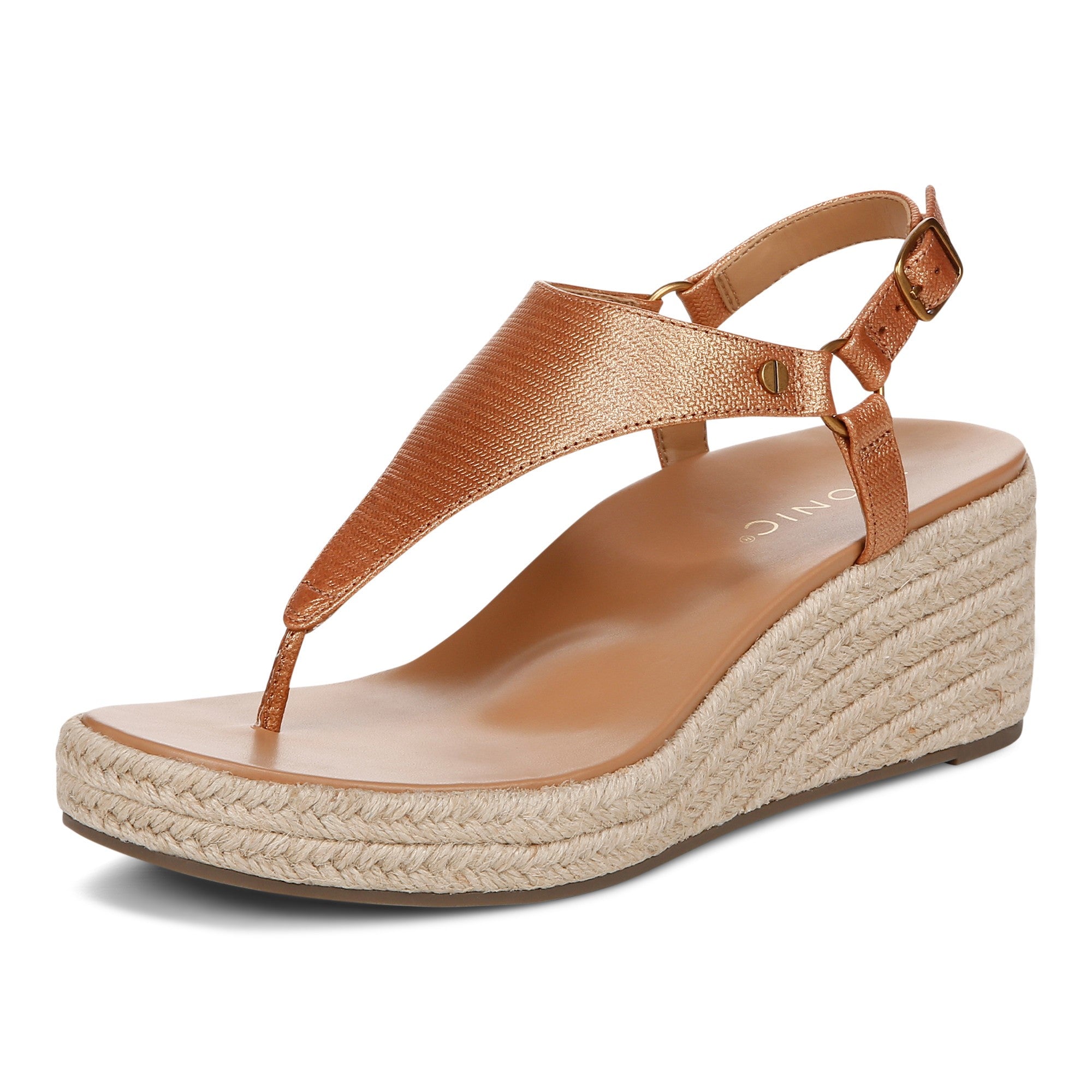 Vionic Kirra Wedge Women's Supportive Sandal - Argan Brown - Left angle