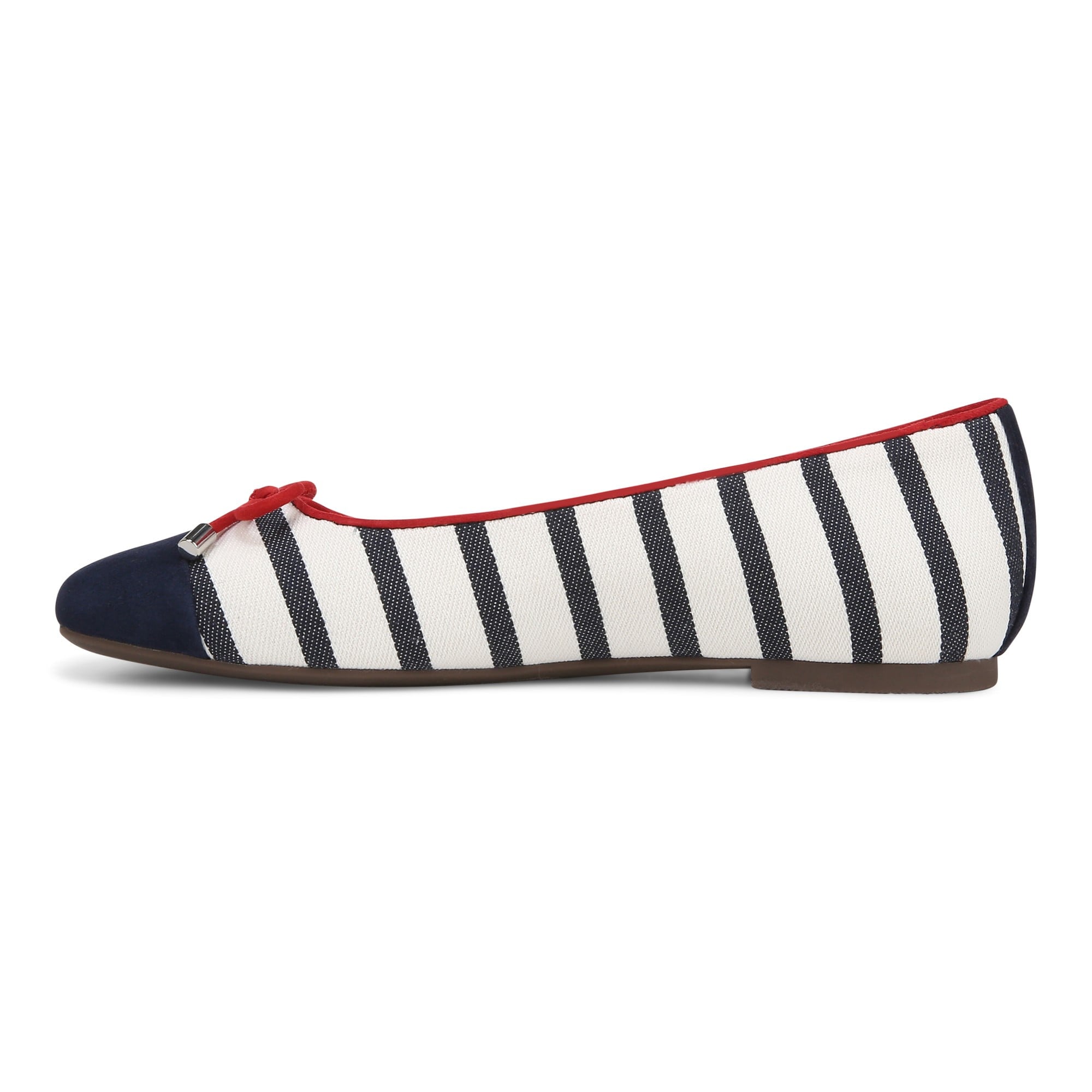 Vionic Klara Women's Ballet Comfort Flat - Navy/white - Left Side