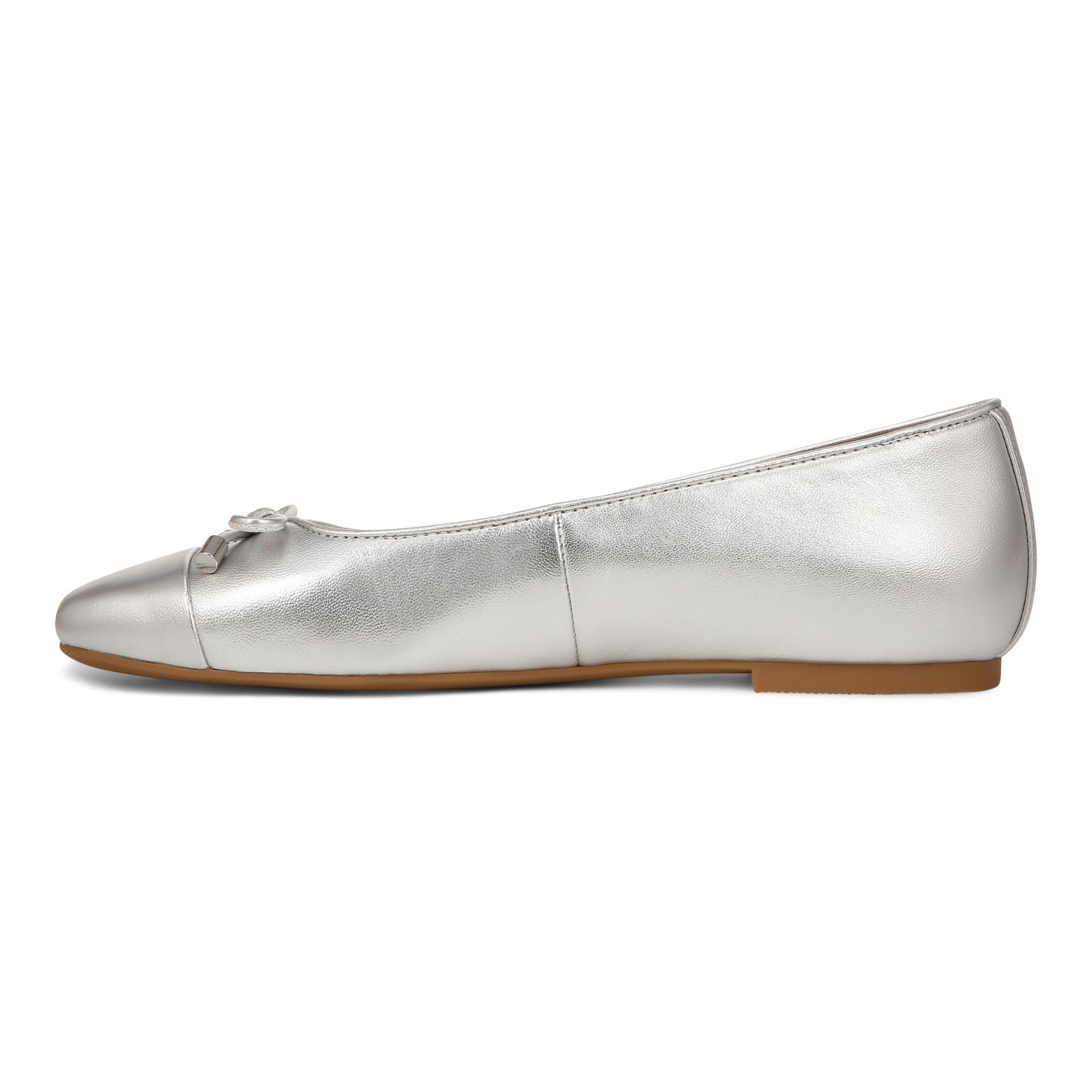 Vionic Klara Women's Ballet Comfort Flat - Silver - Left Side
