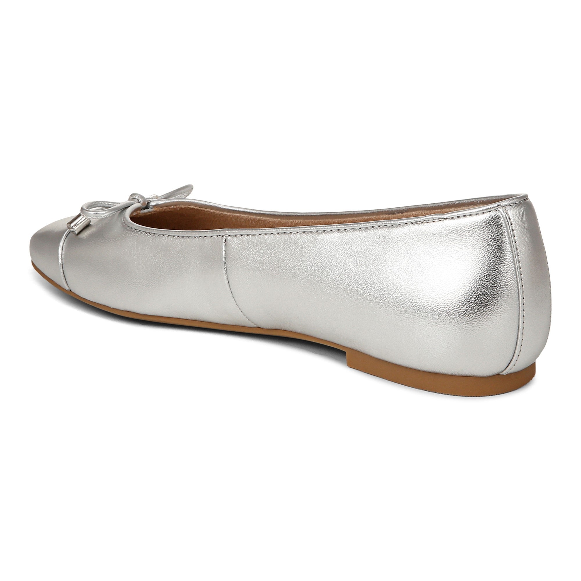 Vionic Klara Women's Ballet Comfort Flat - Silver - Back angle