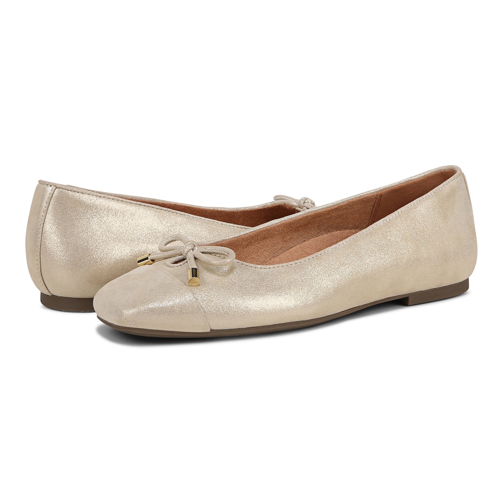 Vionic Klara Women's Ballet Comfort Flat - Gold - pair left angle