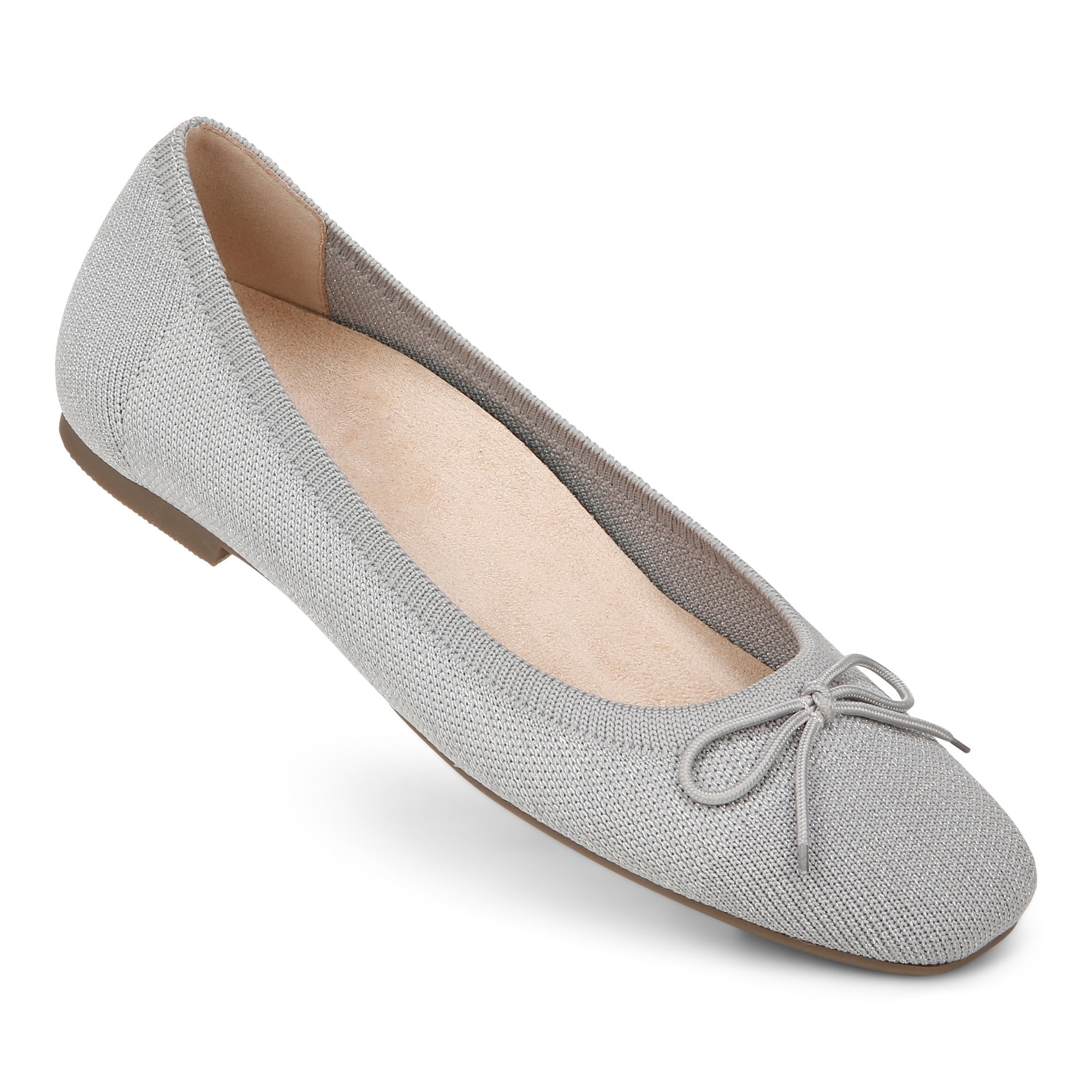 Vionic Klara Knit Women's Ballerina Comfort Skimmer - Light Grey/silver - KLARA KNIT-I9858F2021-LIGHT GREY SILVER-13fl-med