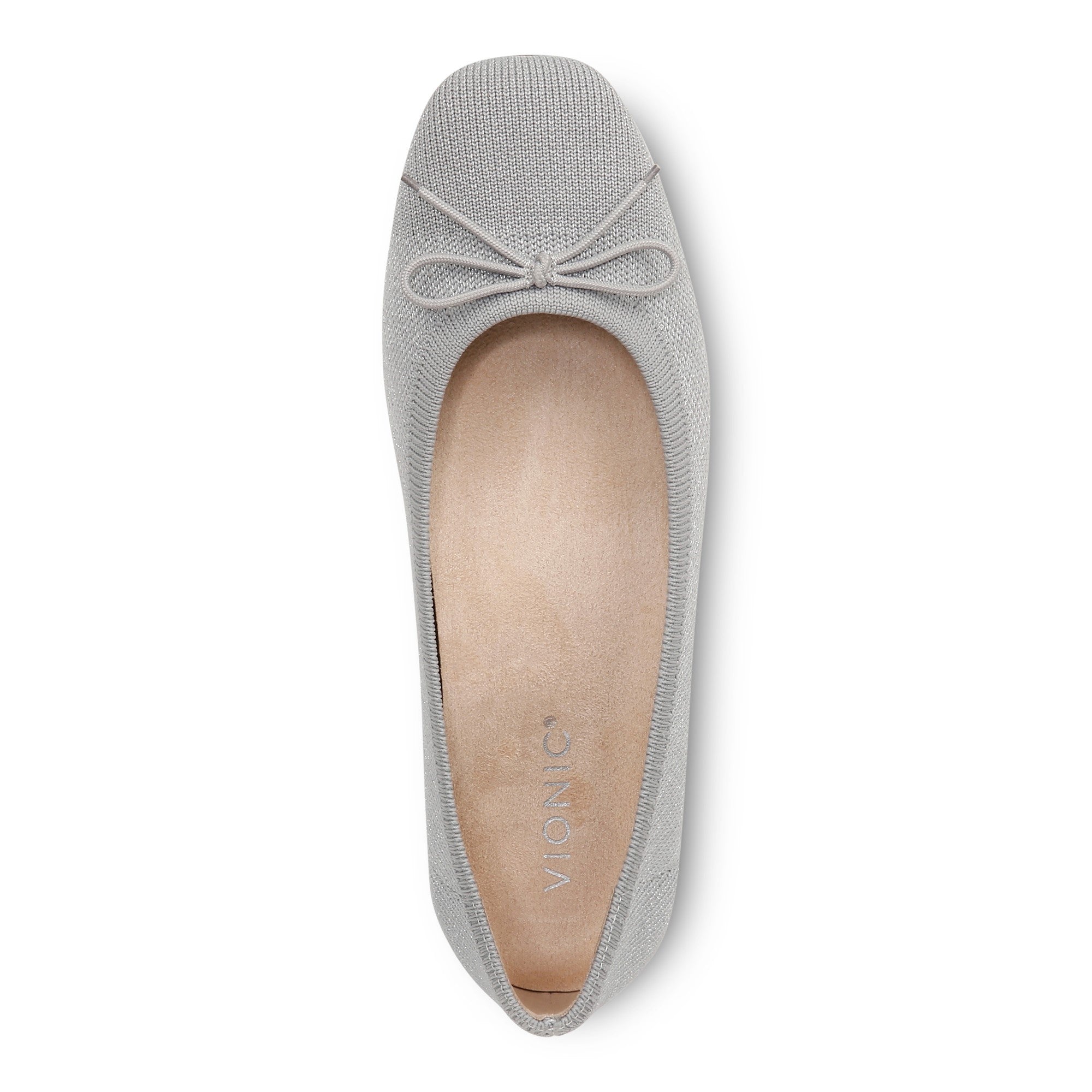 Vionic Klara Knit Women's Ballerina Comfort Skimmer - Light Grey/silver - Top