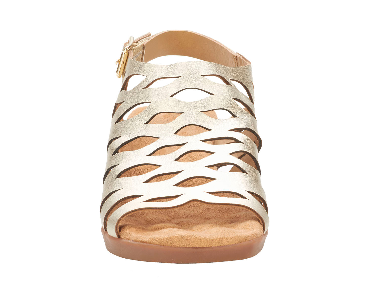 Ros Hommerson Katia Women's Comfort Wedge Sandal - Gold Platino Napa Leather - Front View