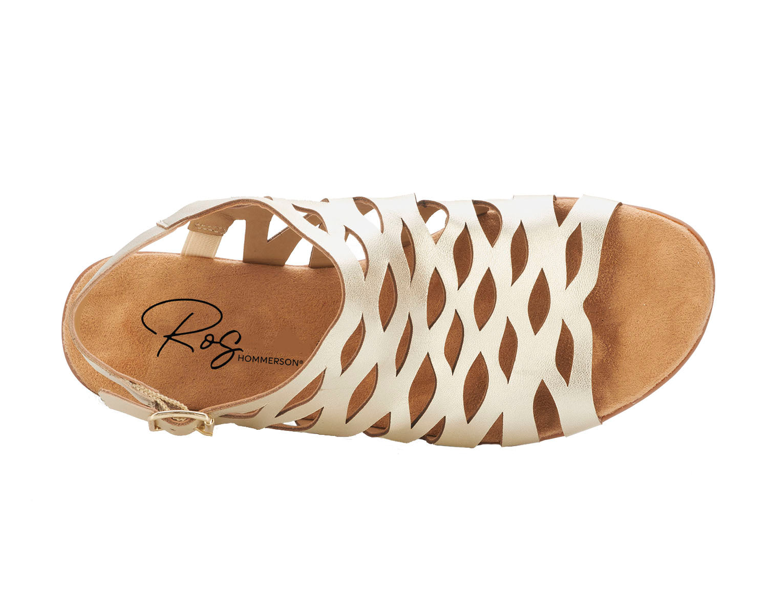 Ros Hommerson Katia Women's Comfort Wedge Sandal - Gold Platino Napa Leather - Sole View