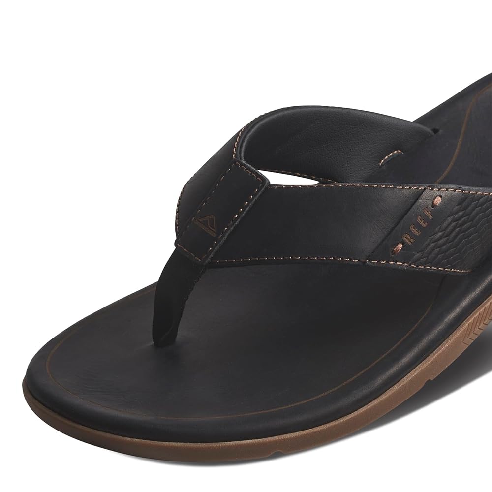 Reef Leather Santa Ana Men's Sandals - Black