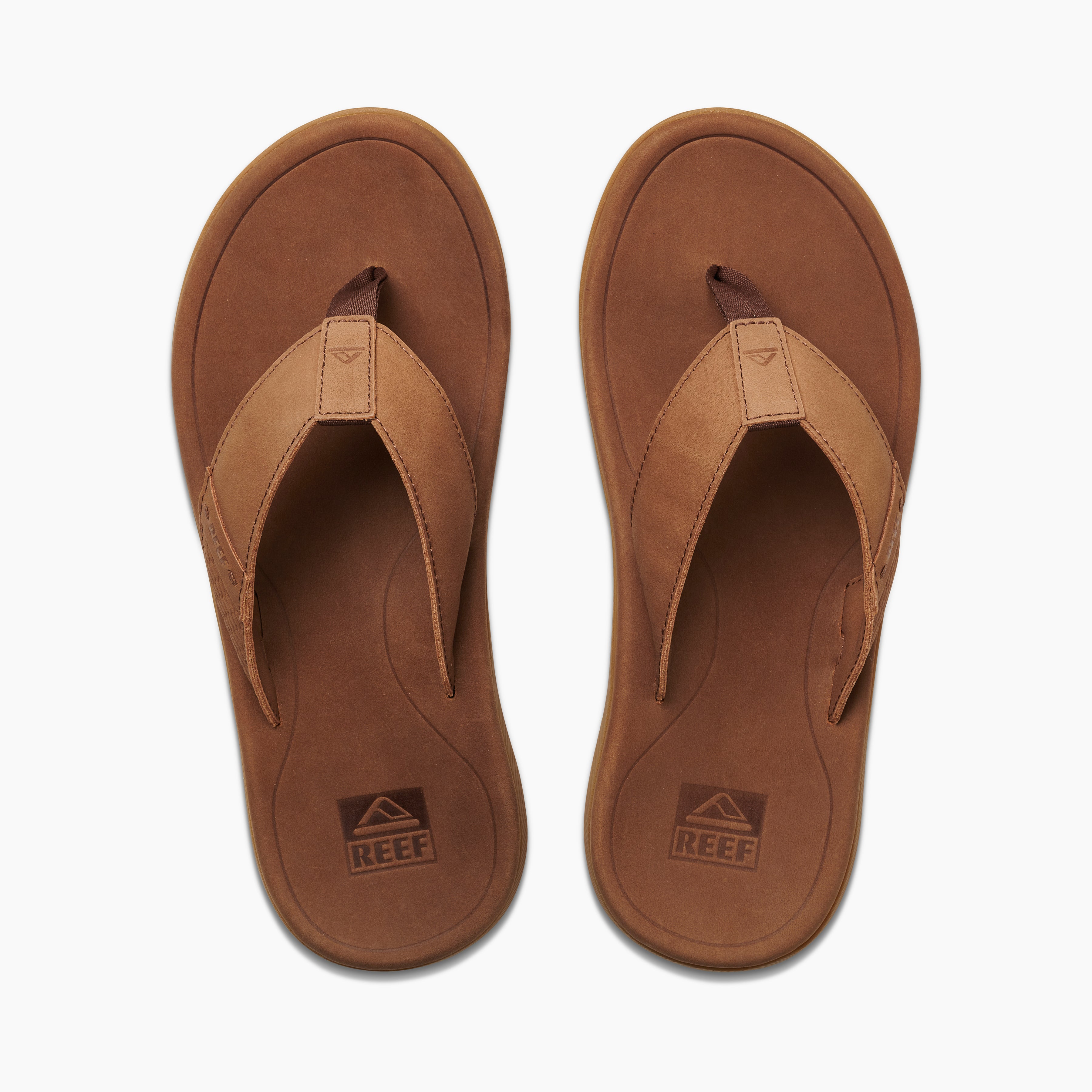 Reef Leather Santa Ana Men\'s Sandals - Brown - Top