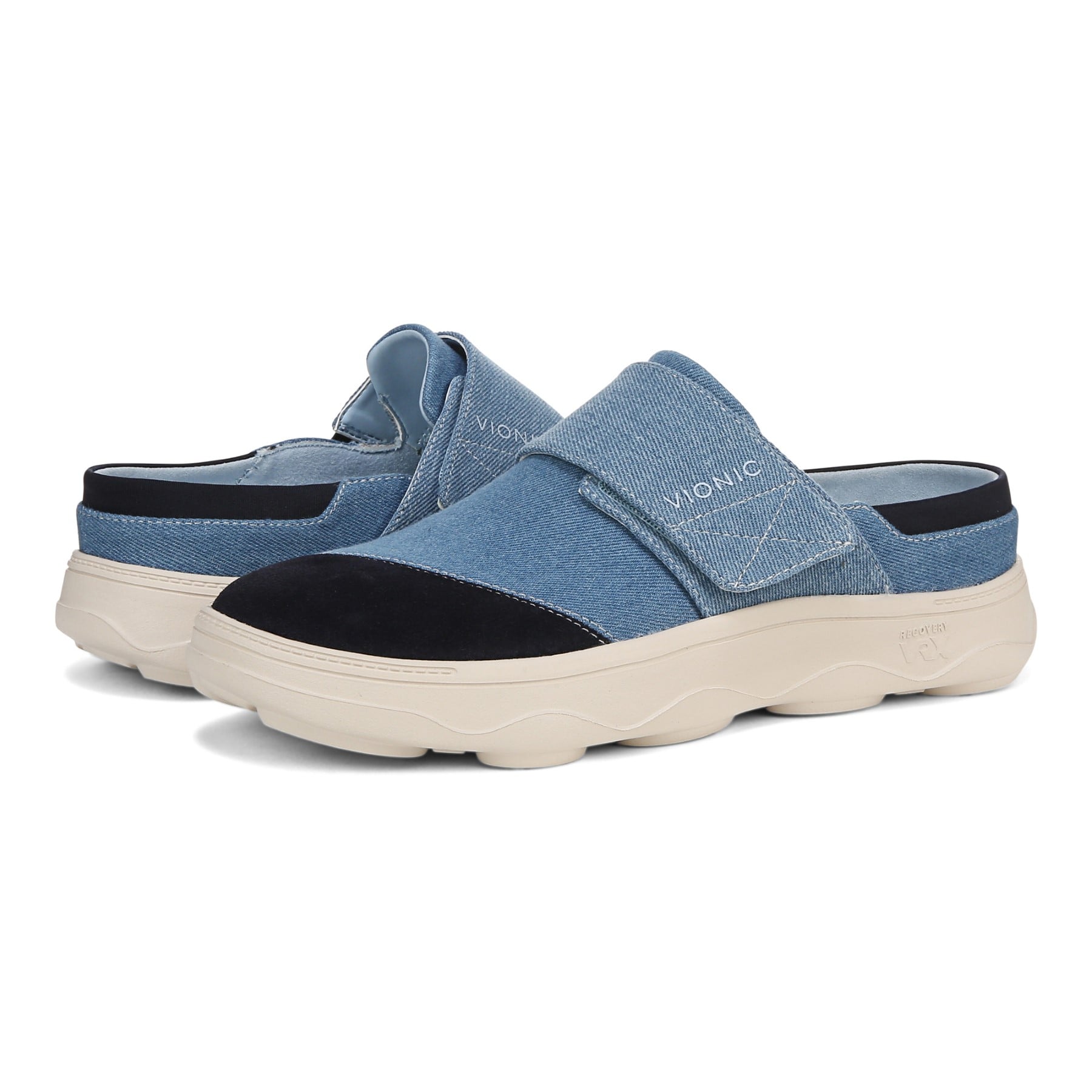 Vionic Lotus Rx womens Slip On/Loafer/Moc Shoe - Medium Denim - pair left angle