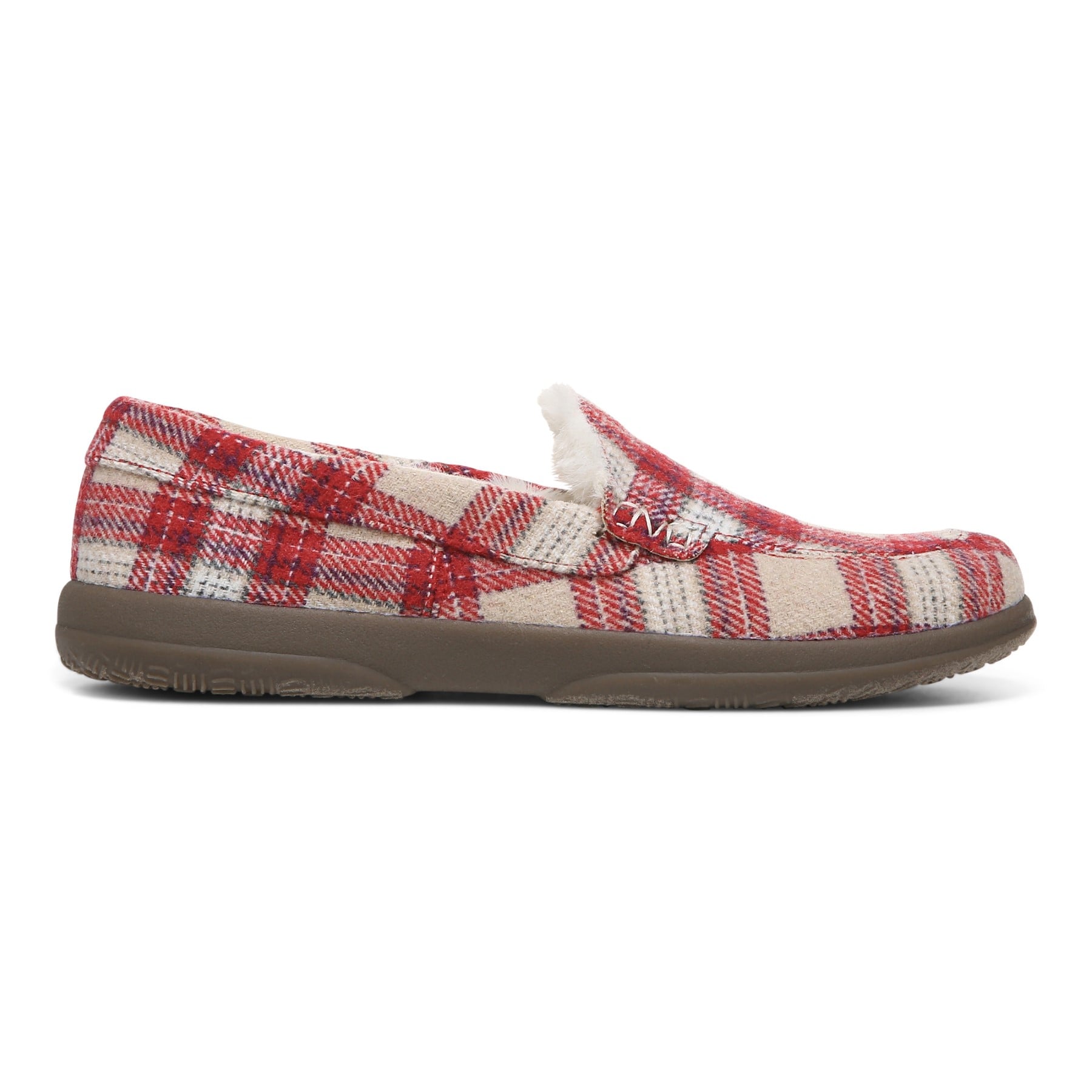 Vionic Lynez Women's Supportive Slipper - Fuji Apple Plaid - Right side