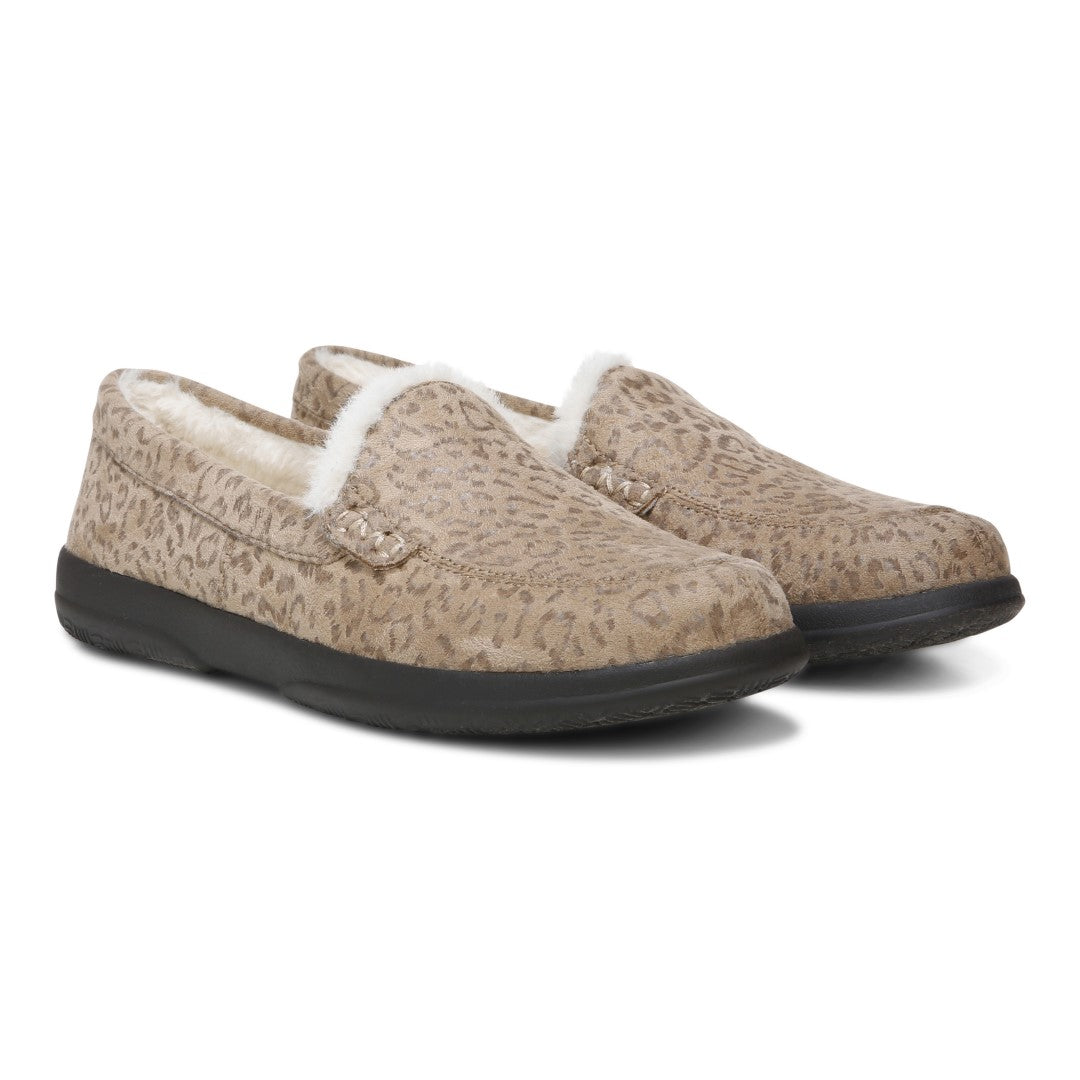 Vionic Lynez Women's Supportive Slipper - Brown Leopard Print - Pair
