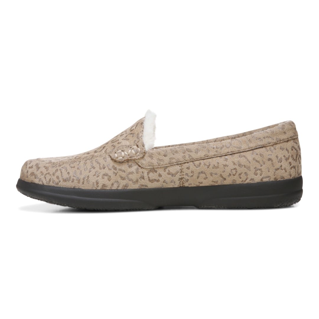 Vionic Lynez Women's Supportive Slipper - Brown Leopard Print - Left Side