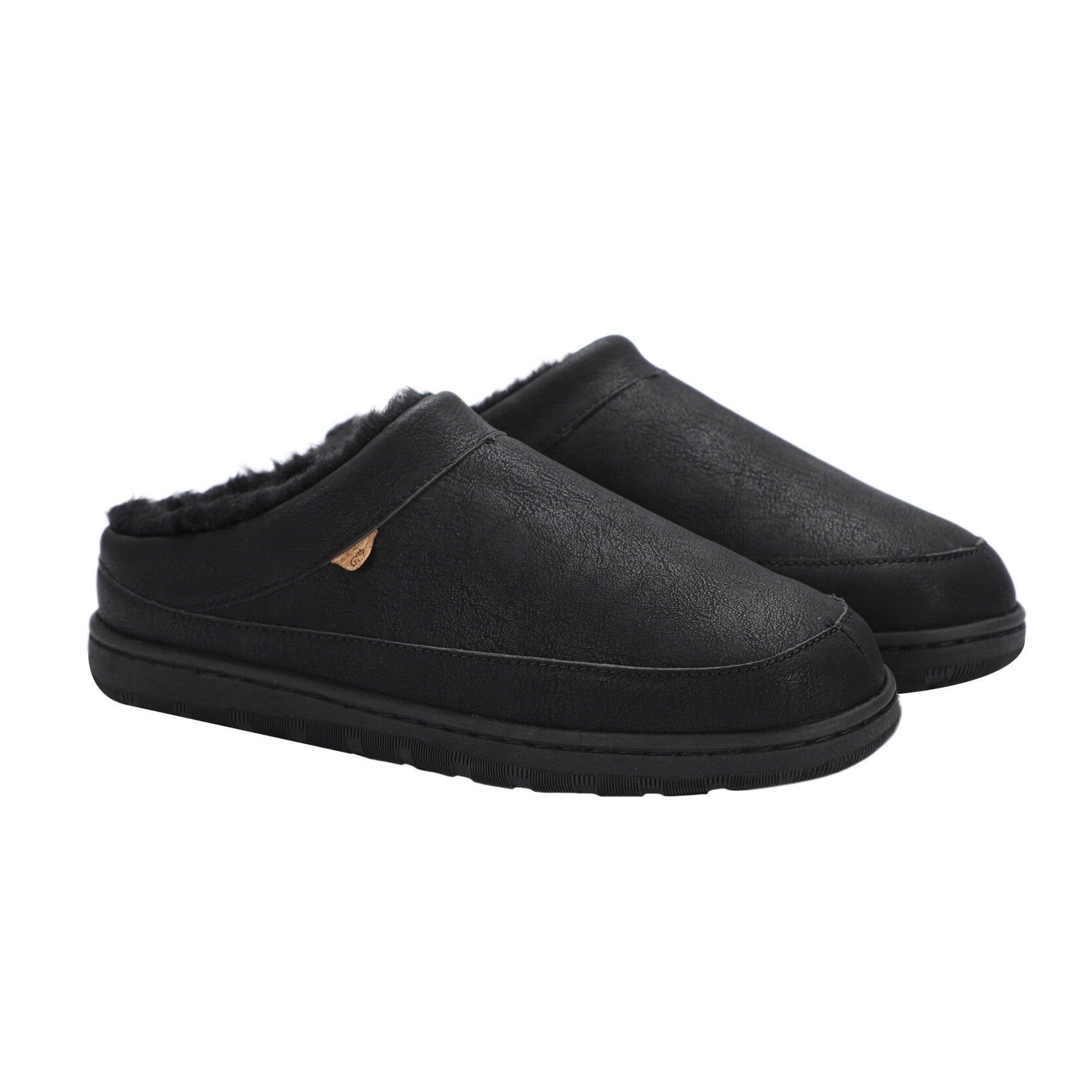 Lamo Julian Clog Wool Men's Slippers EM2049 - Waxed Black - Pair View with Bottom
