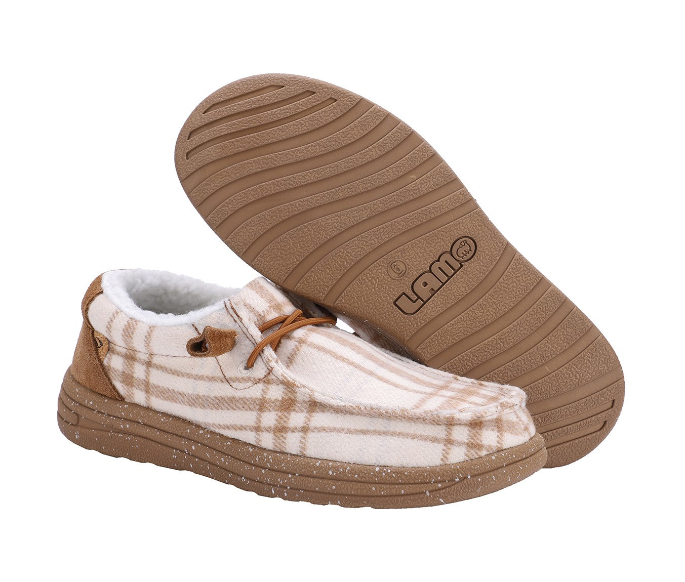 Lamo Samantha Shoes EW2059 - Cream Plaid - Pair View with Bottom