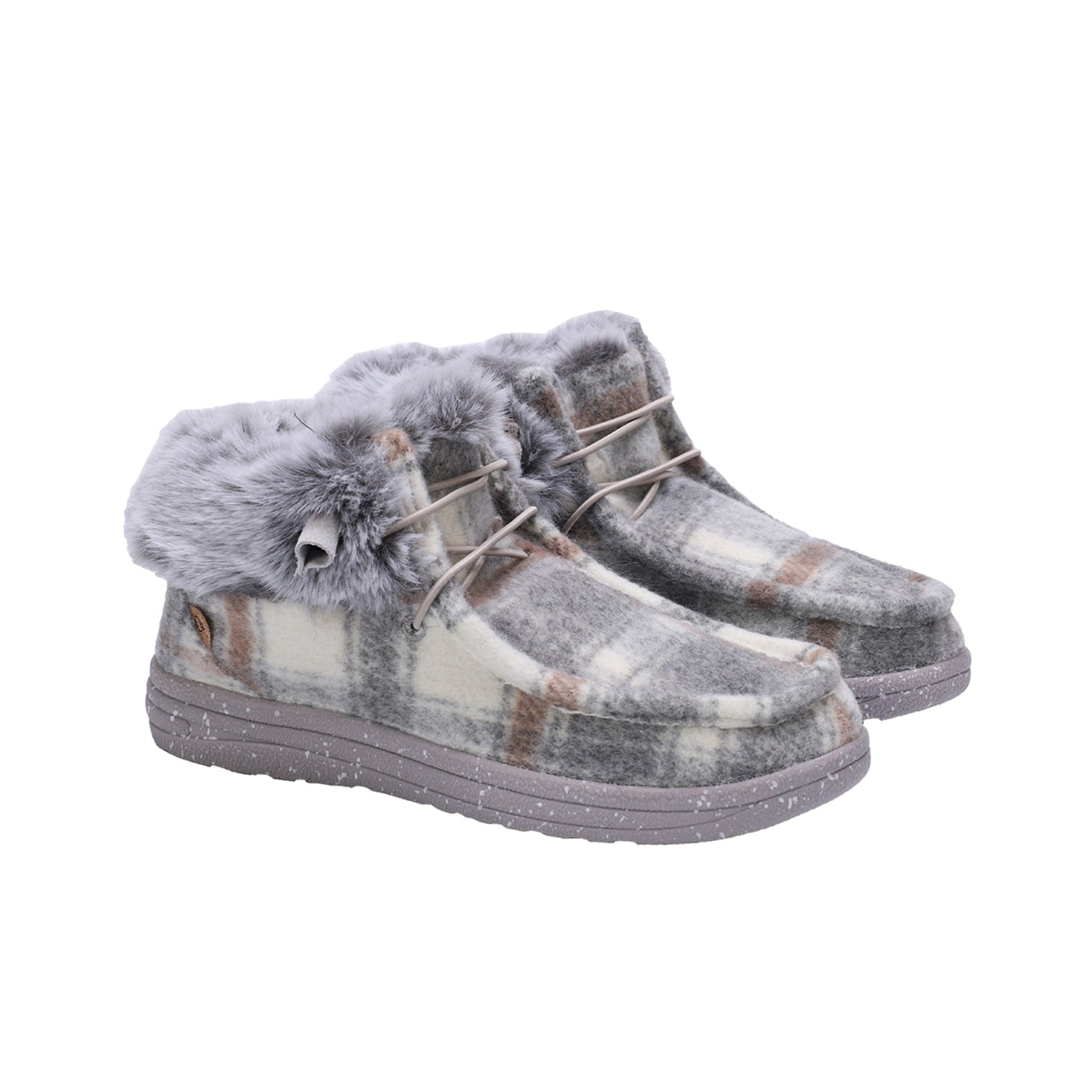 Lamo Cassidy Women's Shoes EW2152 - Grey Plaid - Pair View with Bottom