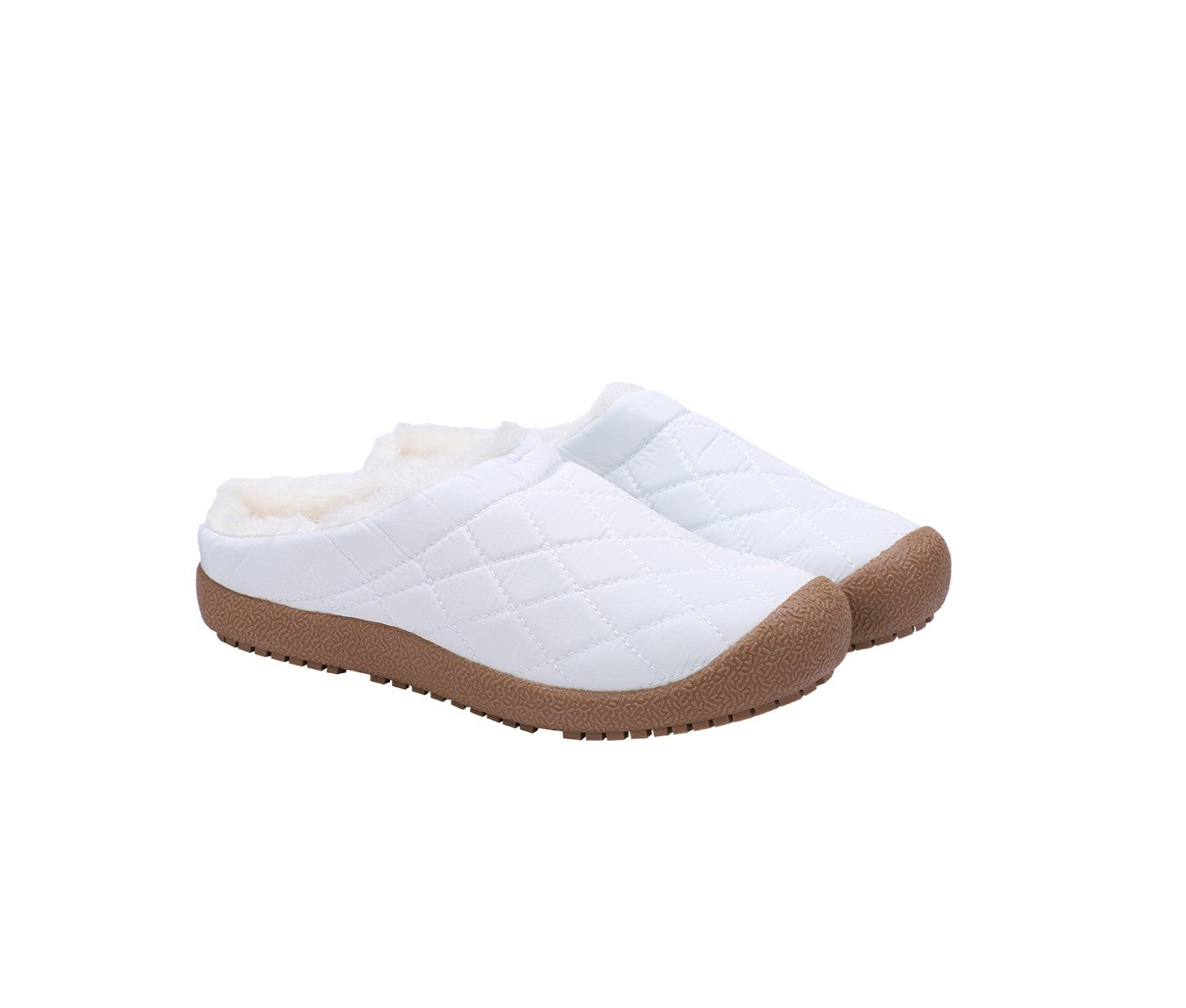 Lamo McKenzie Women's Indoor/Outdoor Slippers EW2253 - White - Pair View with Bottom