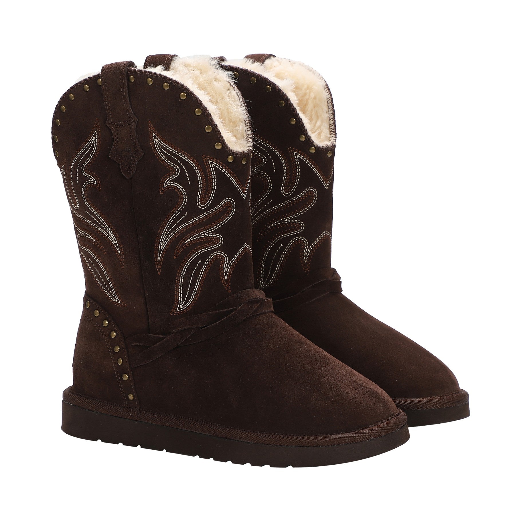 Lamo Wrangler Women's Boots EW2316 - Chocolate - Pair View with Bottom