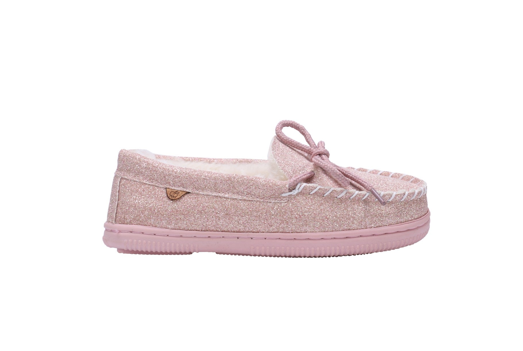 Lamo Kids' Moc Kids Slippers K0302 - Pink Glitter - Side View