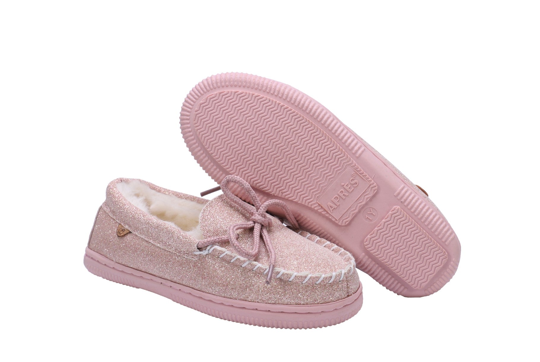Lamo Kids' Moc Kids Slippers K0302 - Pink Glitter - Profile2 View