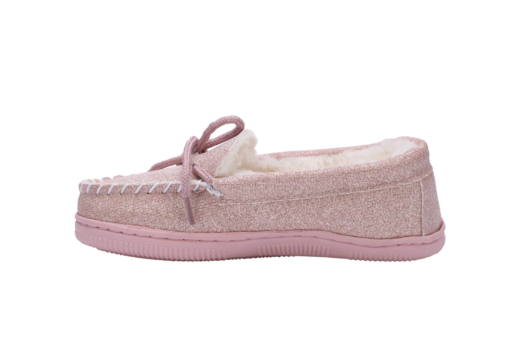Lamo Kids' Moc Kids Slippers K0302 - Pink Glitter - Back View