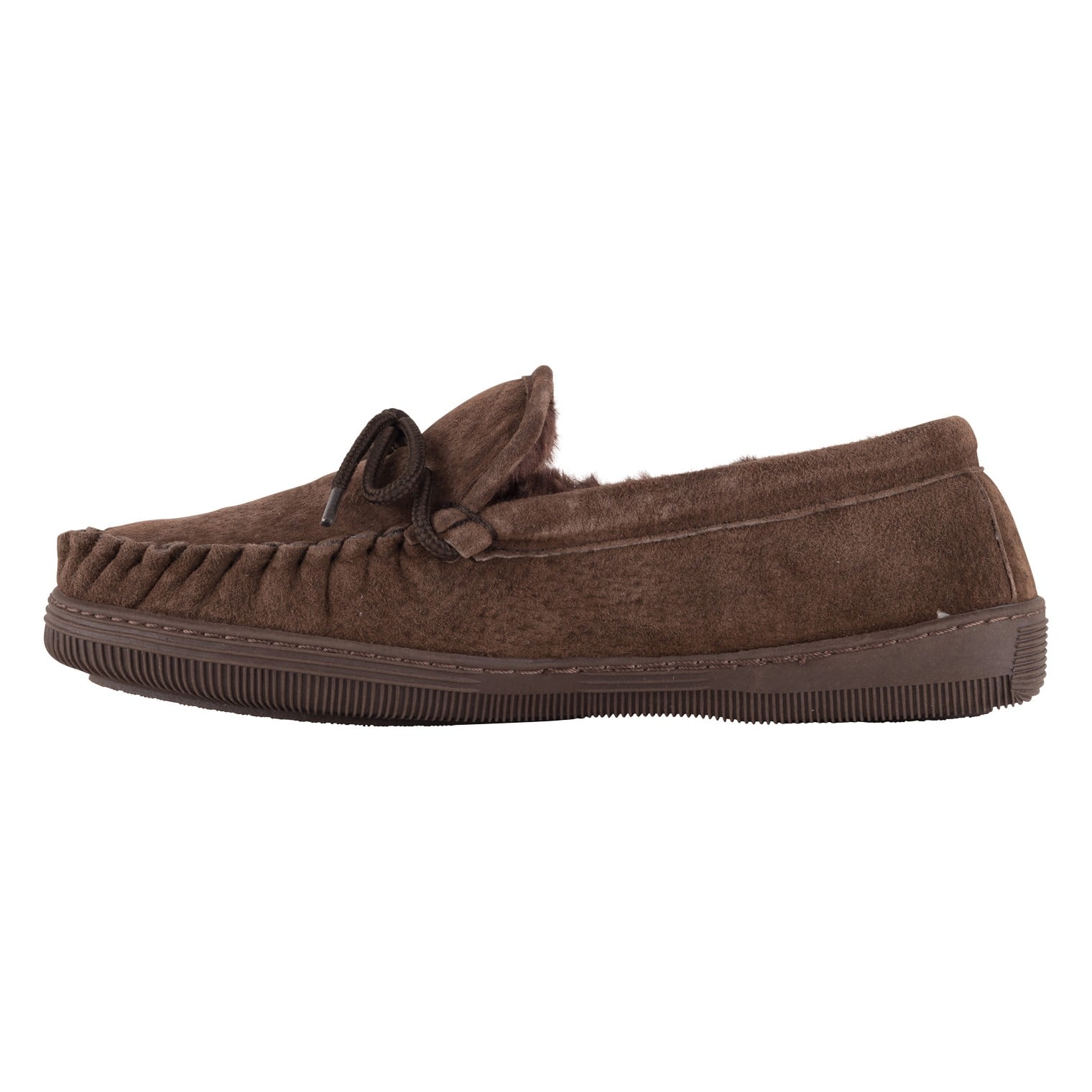 Lamo Lady's Moccasin Slippers P002W - Chocolate - Side View