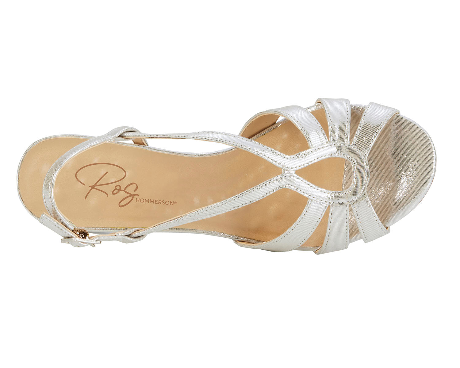 Ros Hommerson Leandra Women's Dress Sandals - Silver Sparkle Leather - Sole View