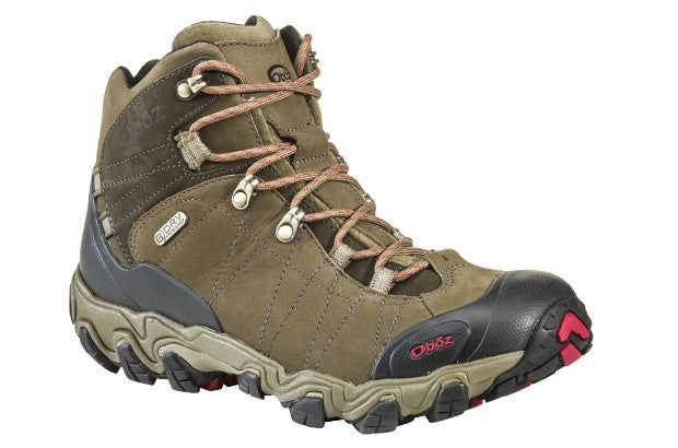 Oboz Bridger Mid Men's Waterproof Hiking Boot - Olive Brwnlace Angle main