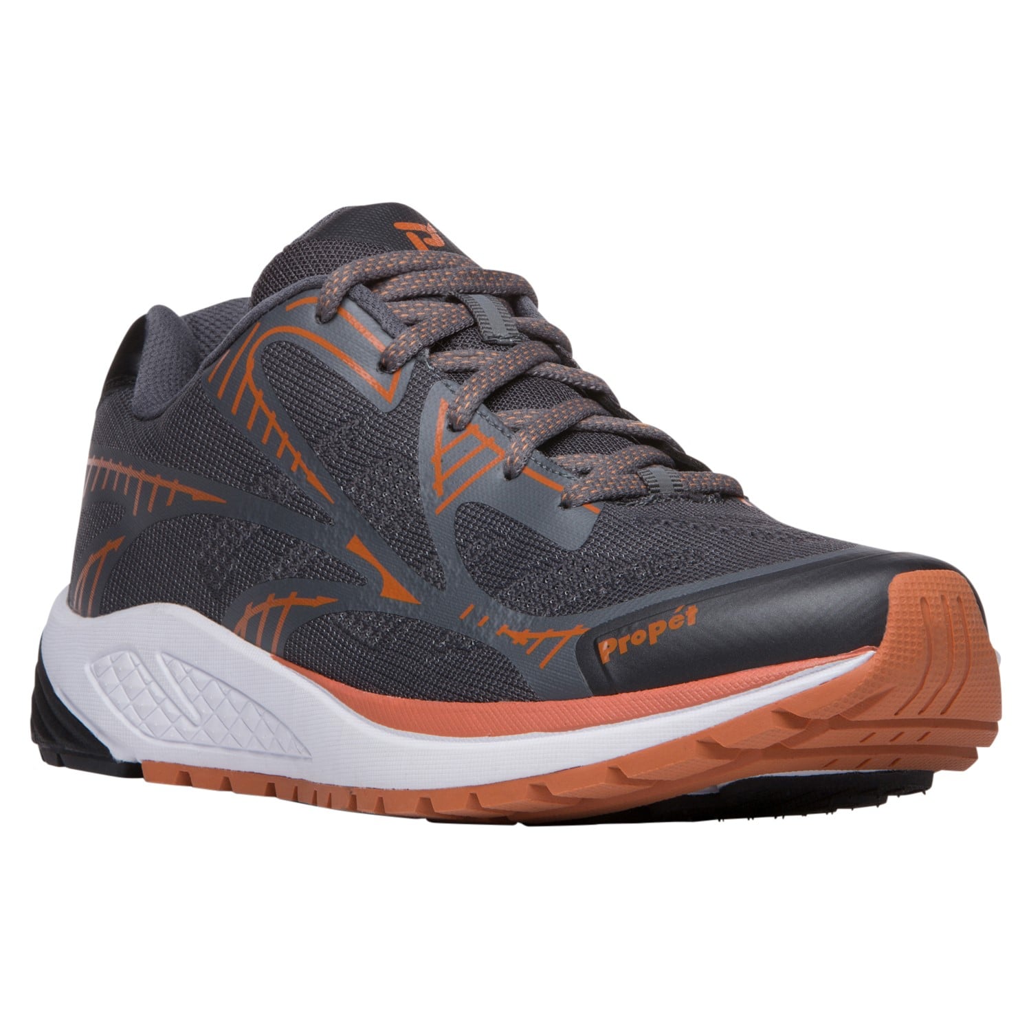 Propet One LT Men's Active Orthopedic Shoe in Dark Grey/Burnt Orange