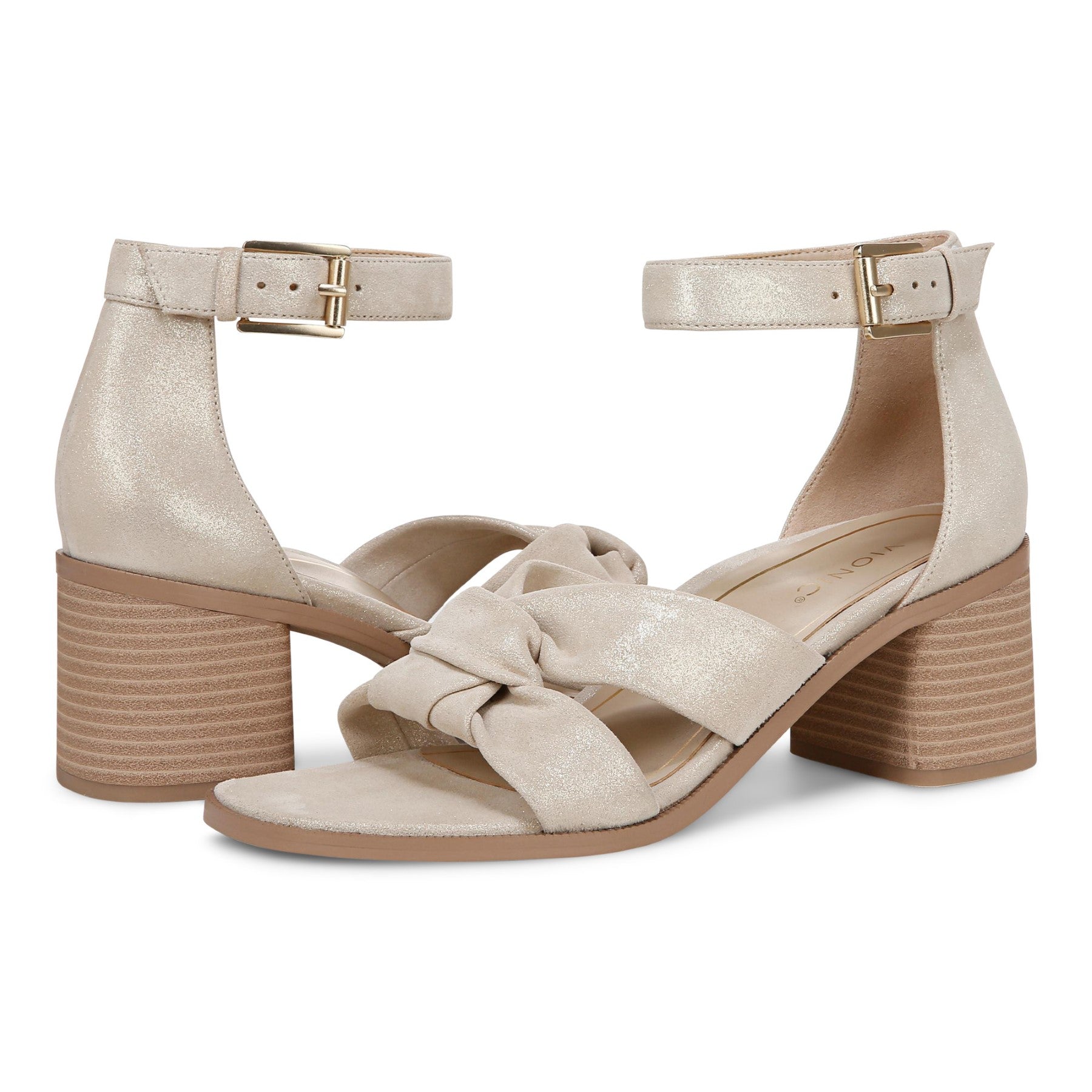Vionic Maia Women's Comfortable Heeled Sandal - Gold - pair left angle