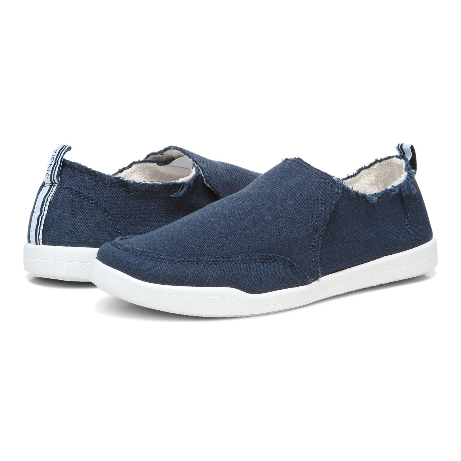 Vionic Malibu Women's Slip-on Comfort Shoe - Navy - pair left angle