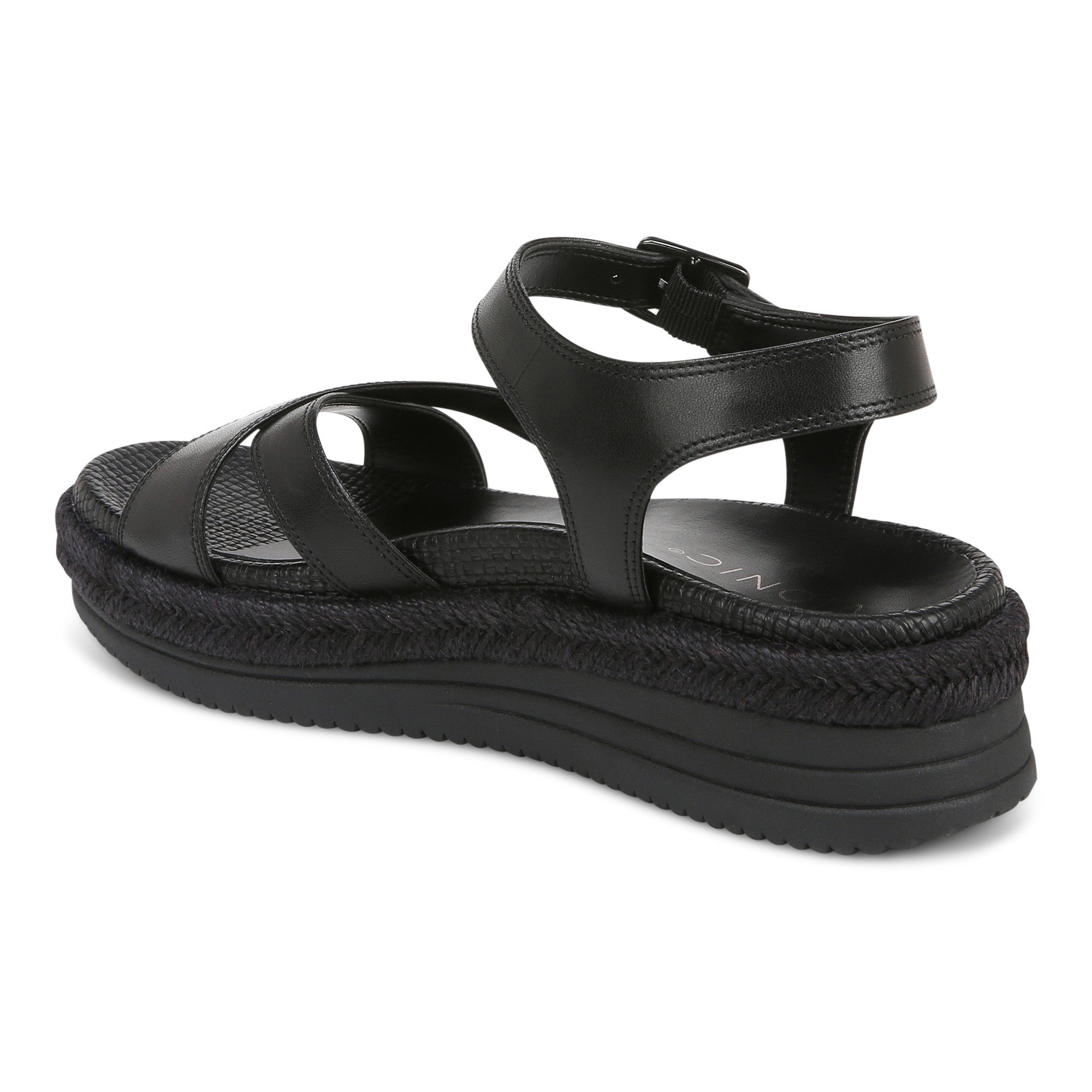 Vionic Mar Women's Platform Wedge Sandal - Black - Back angle