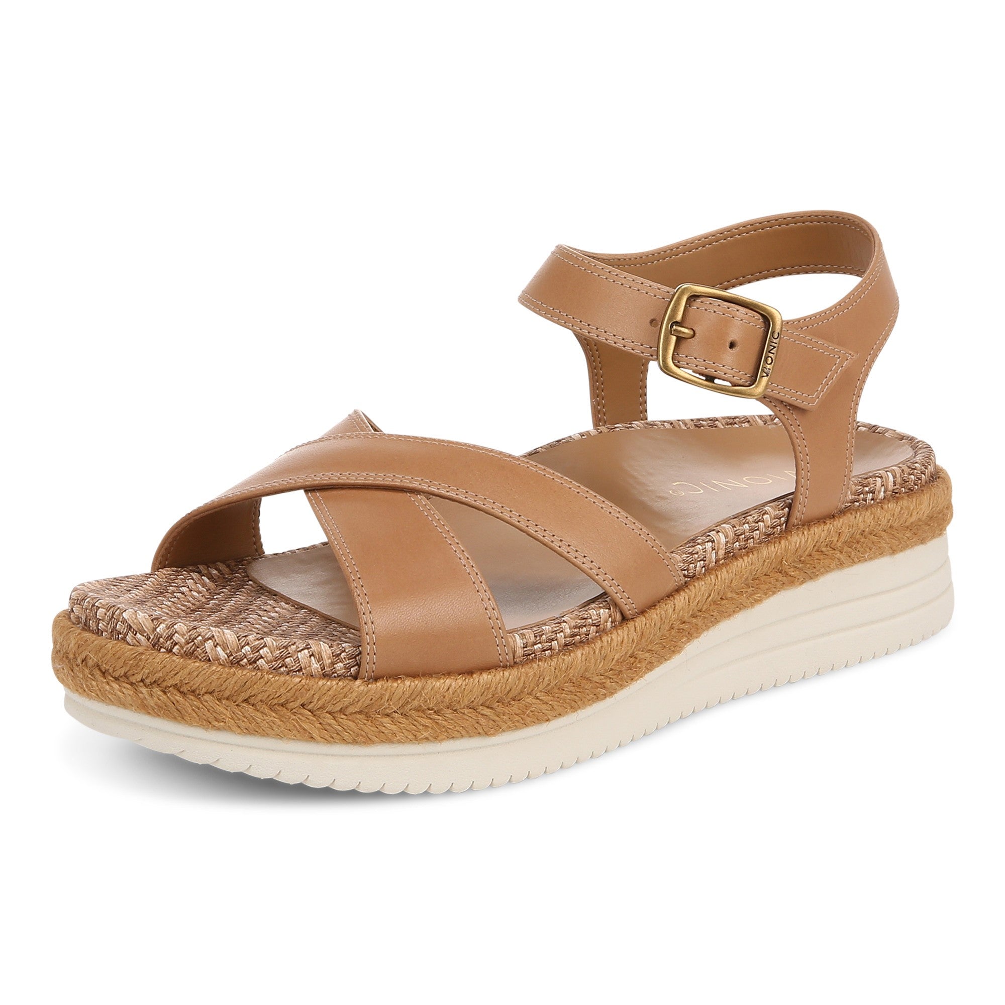 Vionic Mar Women's Platform Wedge Sandal - Camel - Left angle