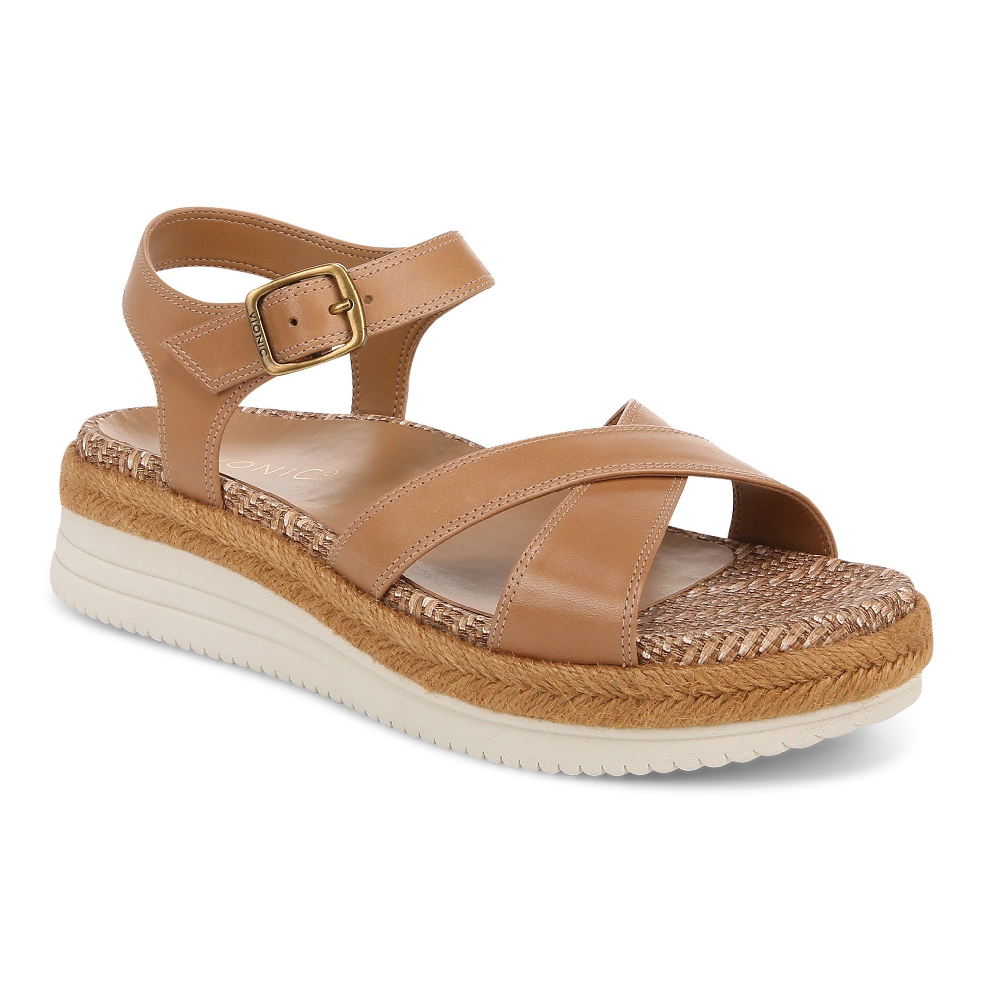 Vionic Mar Women's Platform Wedge Sandal - Camel - Angle main