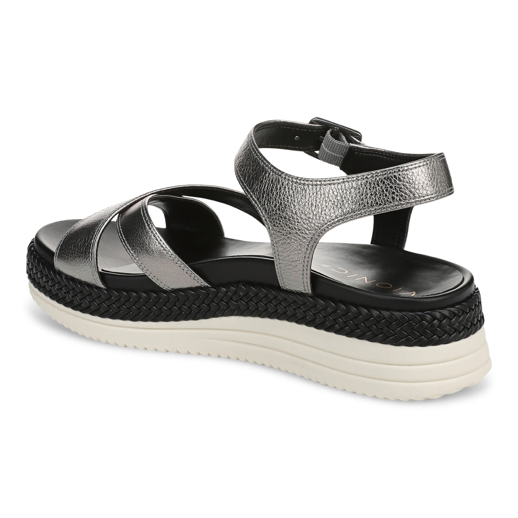 Vionic Mar Women's Platform Wedge Sandal - Pewter - Back angle