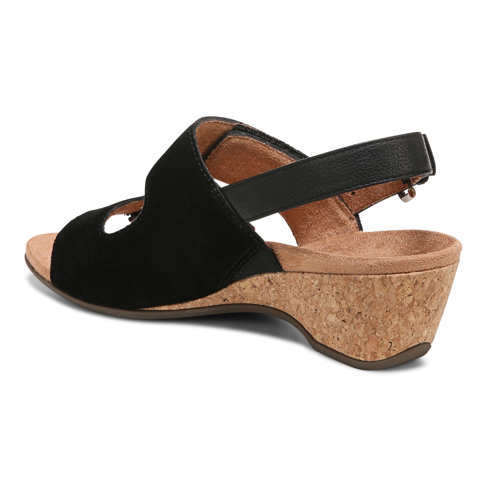 Vionic Marian Womens Wedge Sandals - Black - Back angle