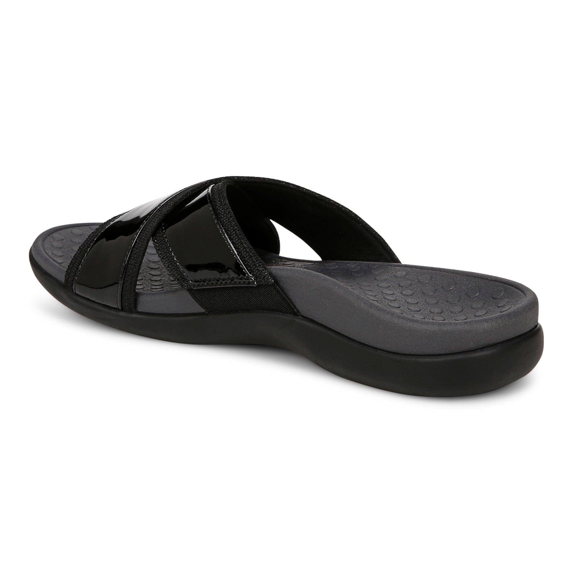 Vionic Merced Women's Cross Strap Slide Orthotic Sandals - Black - Back angle