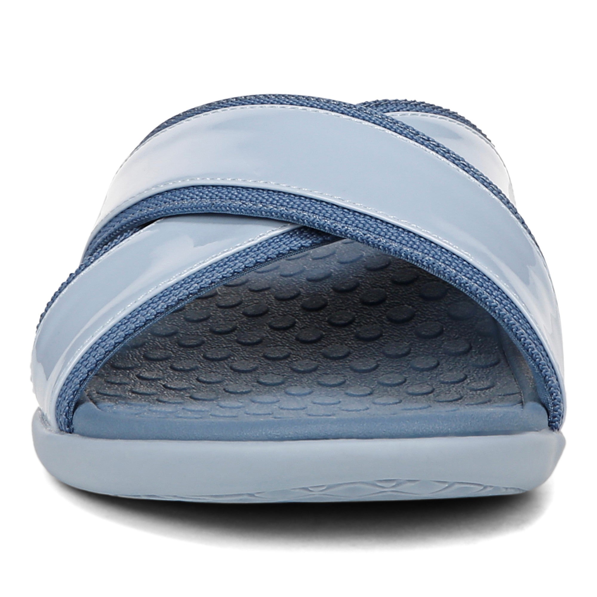 Vionic Merced Women's Cross Strap Slide Orthotic Sandals - Skyway Blue - Front