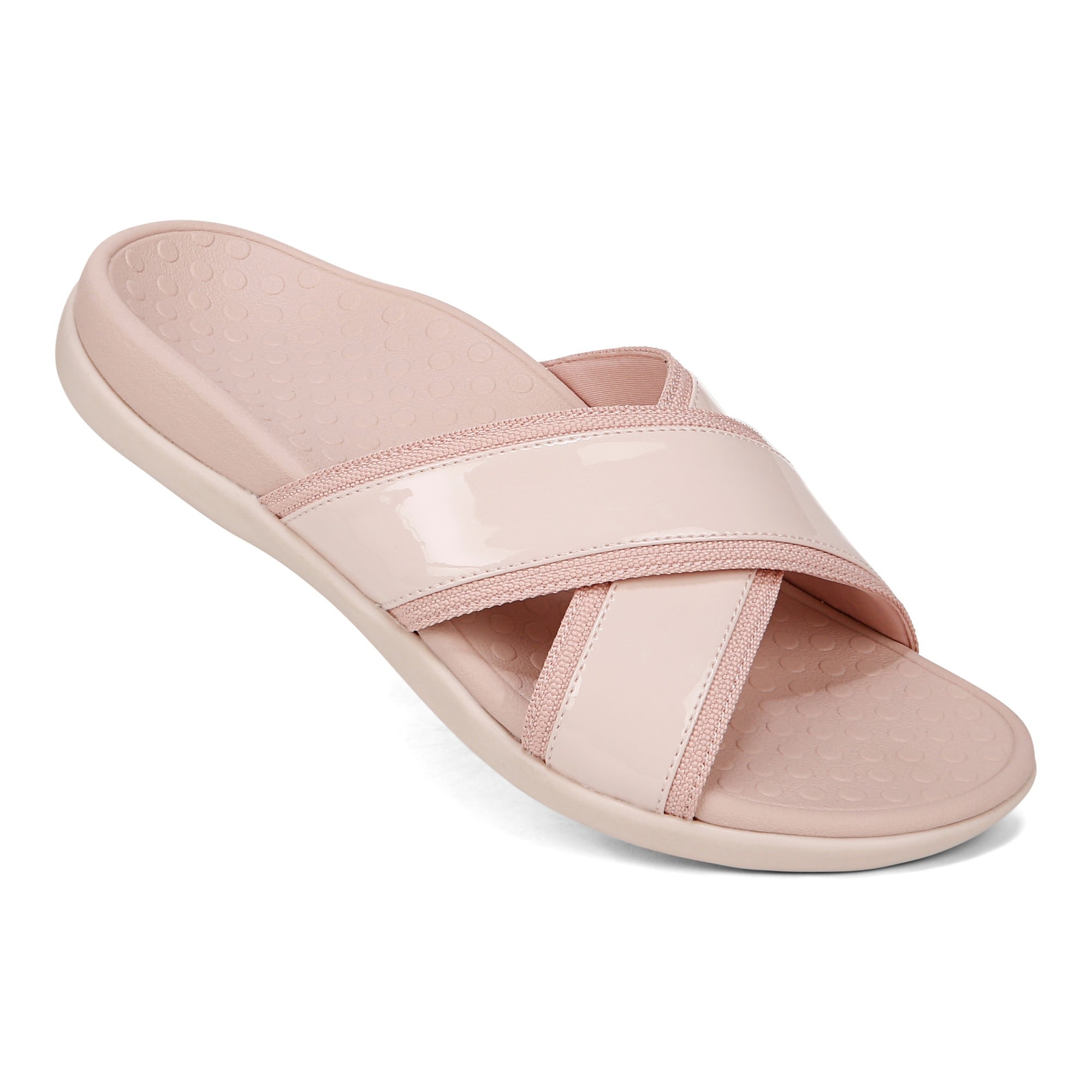 Vionic Merced Women's Cross Strap Slide Orthotic Sandals - Peony Pink - MERCED-I8716S1650-PEONY PINK-13fl-med