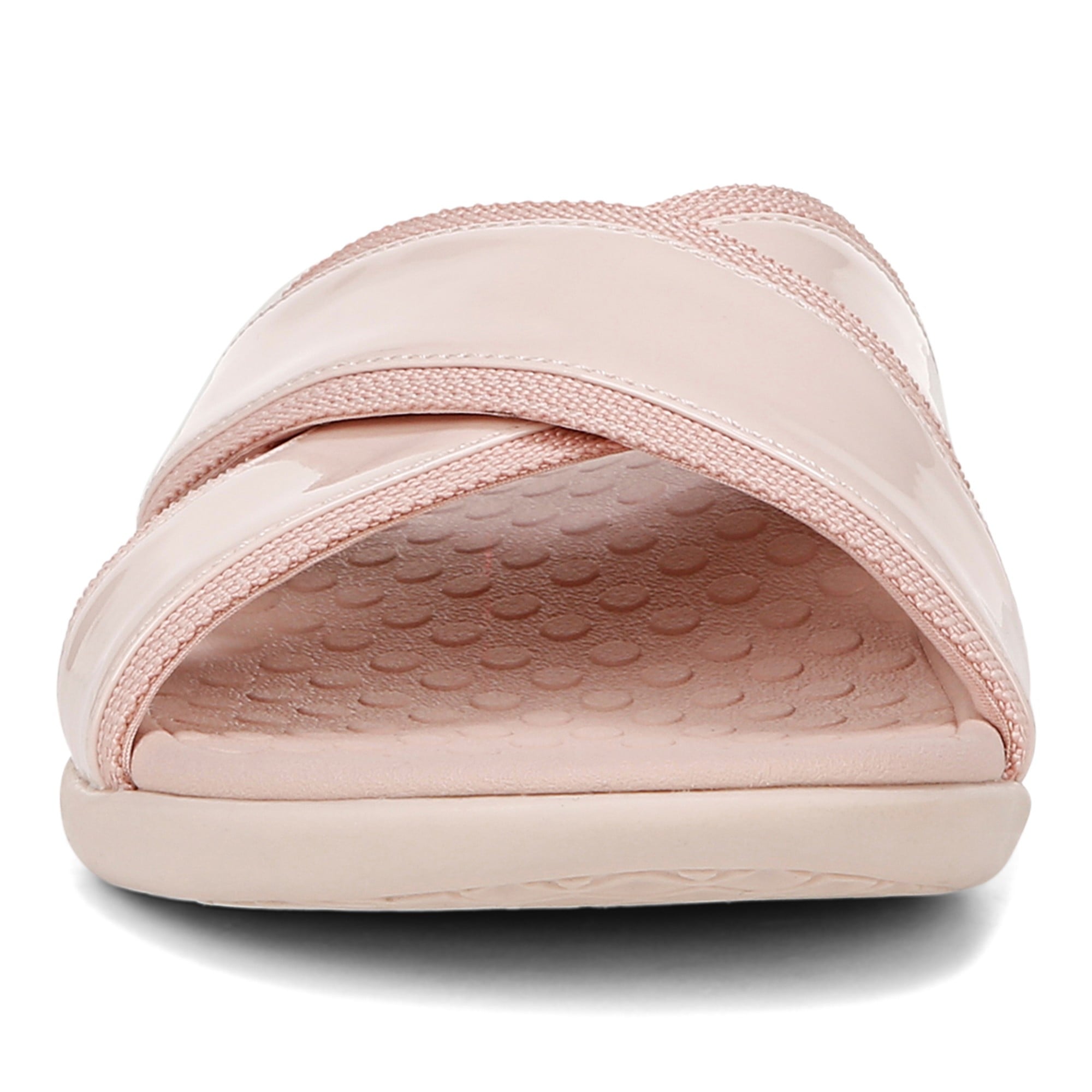 Vionic Merced Women's Cross Strap Slide Orthotic Sandals - Peony Pink - Front