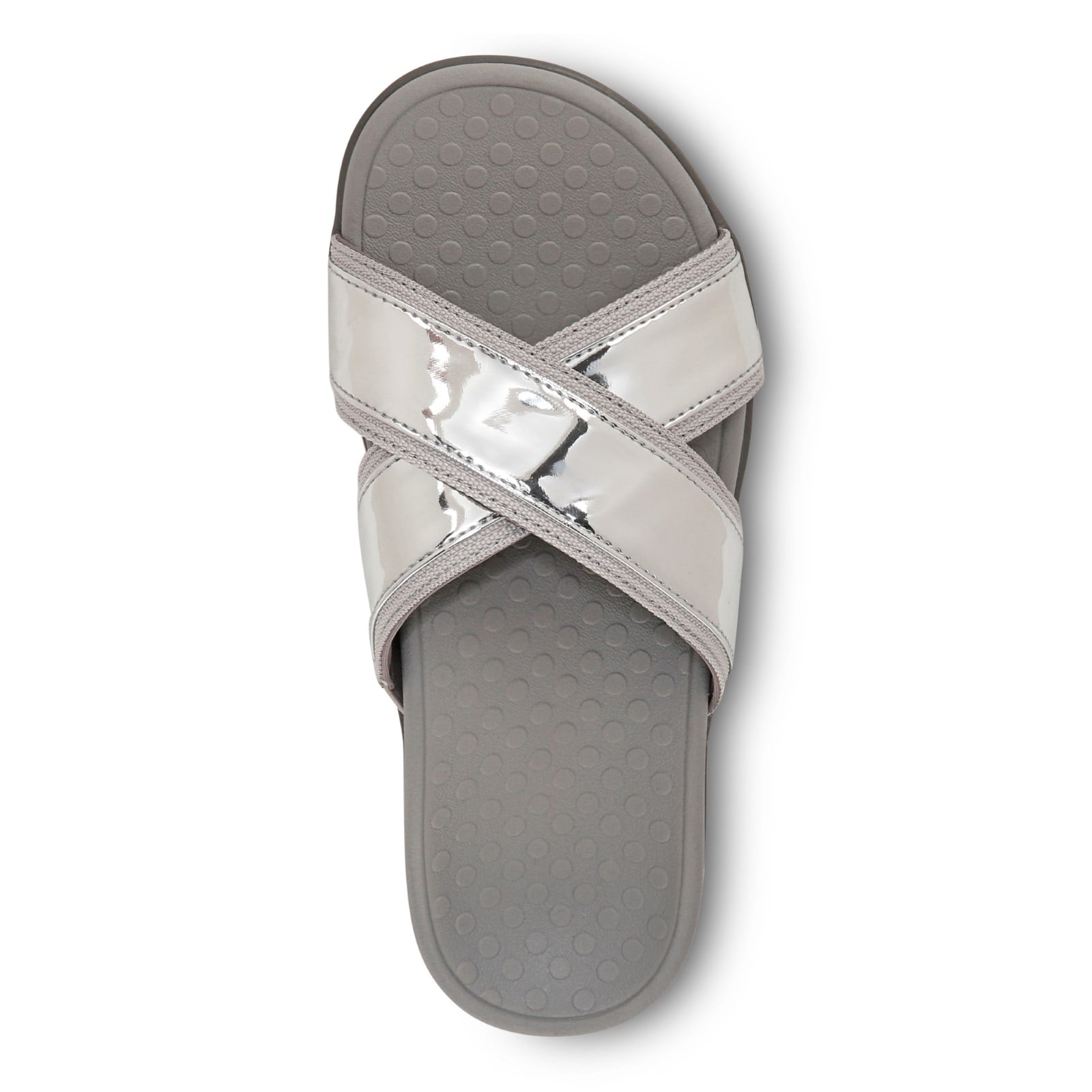 Vionic Merced Women's Cross Strap Slide Orthotic Sandals - 7tp Med Silver