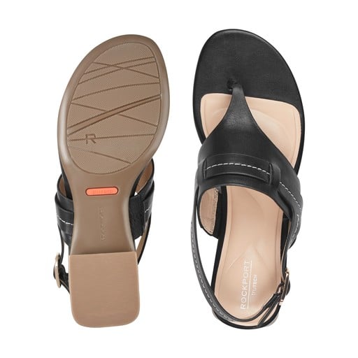 Rockport Ofera Women's Leather Thong Slingback Sandals - Black Leather - View 5