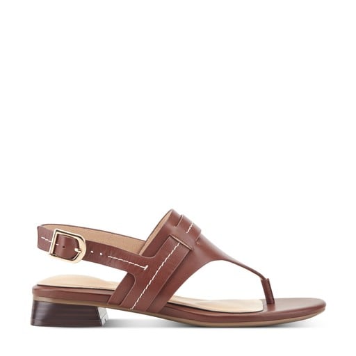 Rockport Ofera Women's Leather Thong Slingback Sandals - Medium Brown Leather - View 1