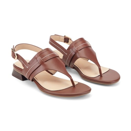 Rockport Ofera Women's Leather Thong Slingback Sandals - Medium Brown Leather - View 2
