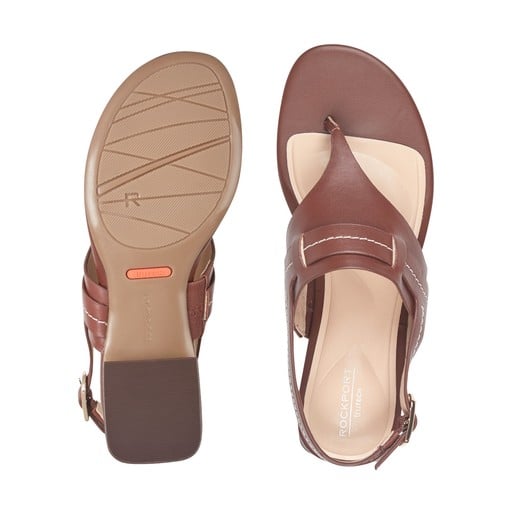 Rockport Ofera Women's Leather Thong Slingback Sandals - Medium Brown Leather - View 5