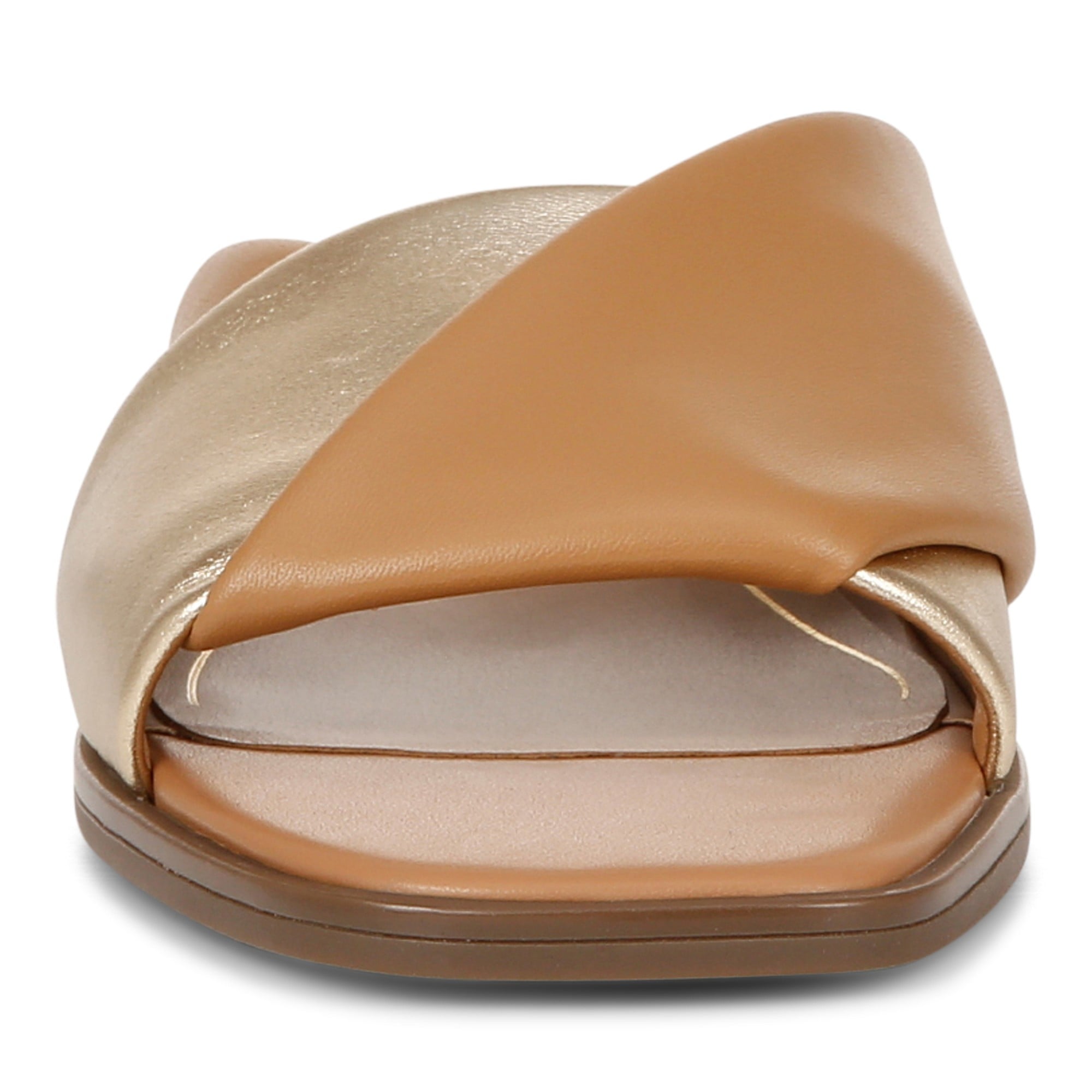 Vionic Miramar Women's Comfort Slide Sandal - Camel/gold - Front